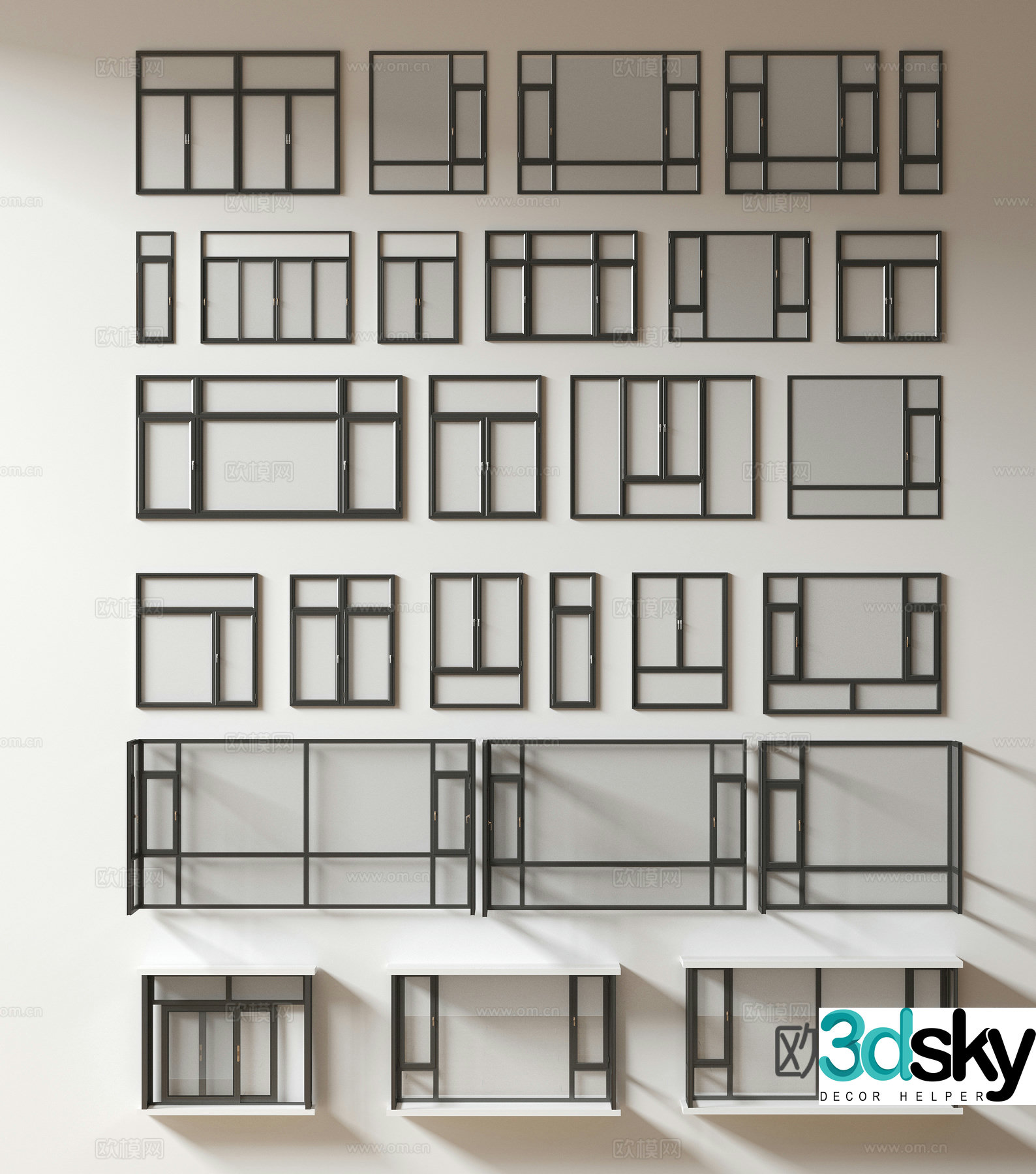 Modern window combination window glass window floor-to-ceiling window balcony window bay window bedroom window sliding window 3D model