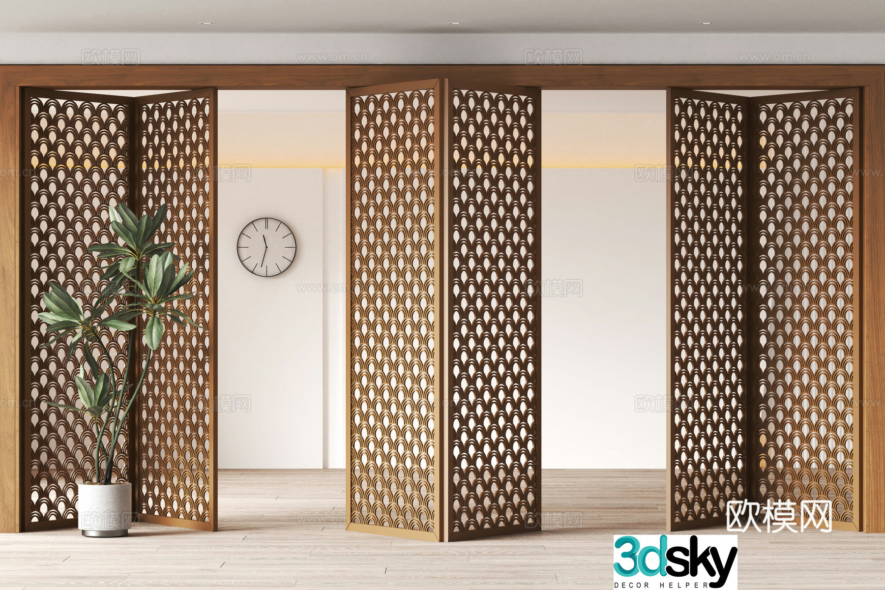 Chinese push and pull partition carved partition 3D model
