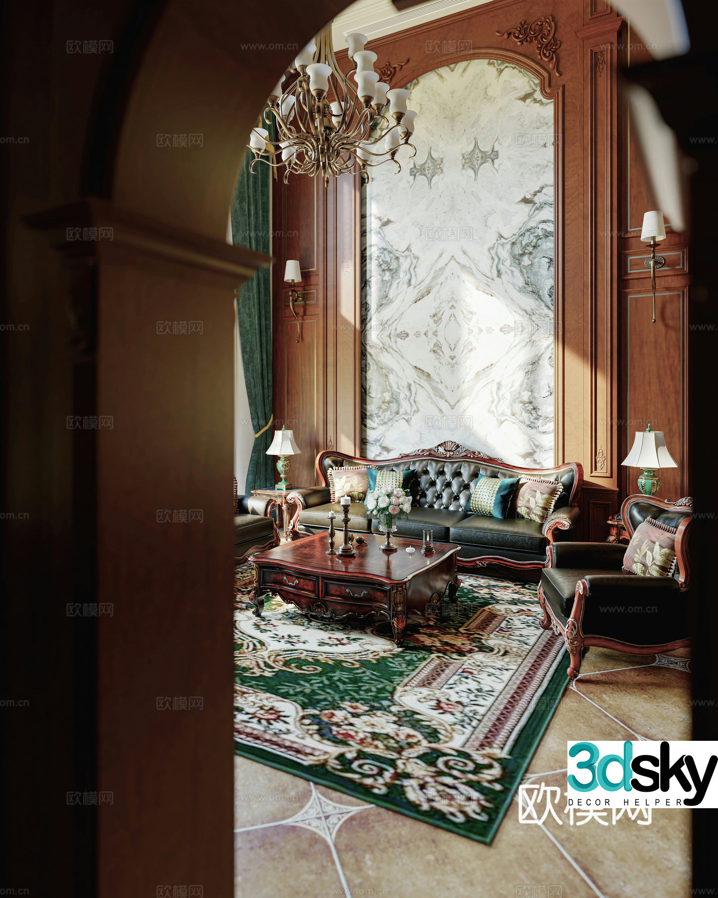 American duplex living room 3D model