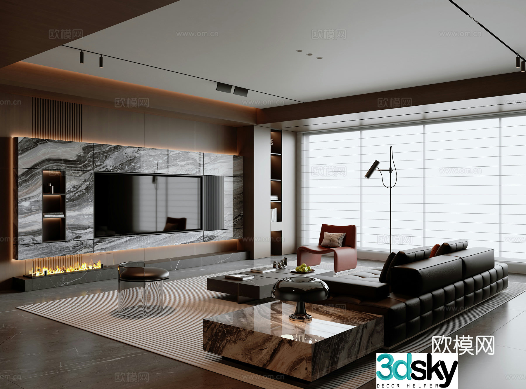 Modern Italian living room 3d model