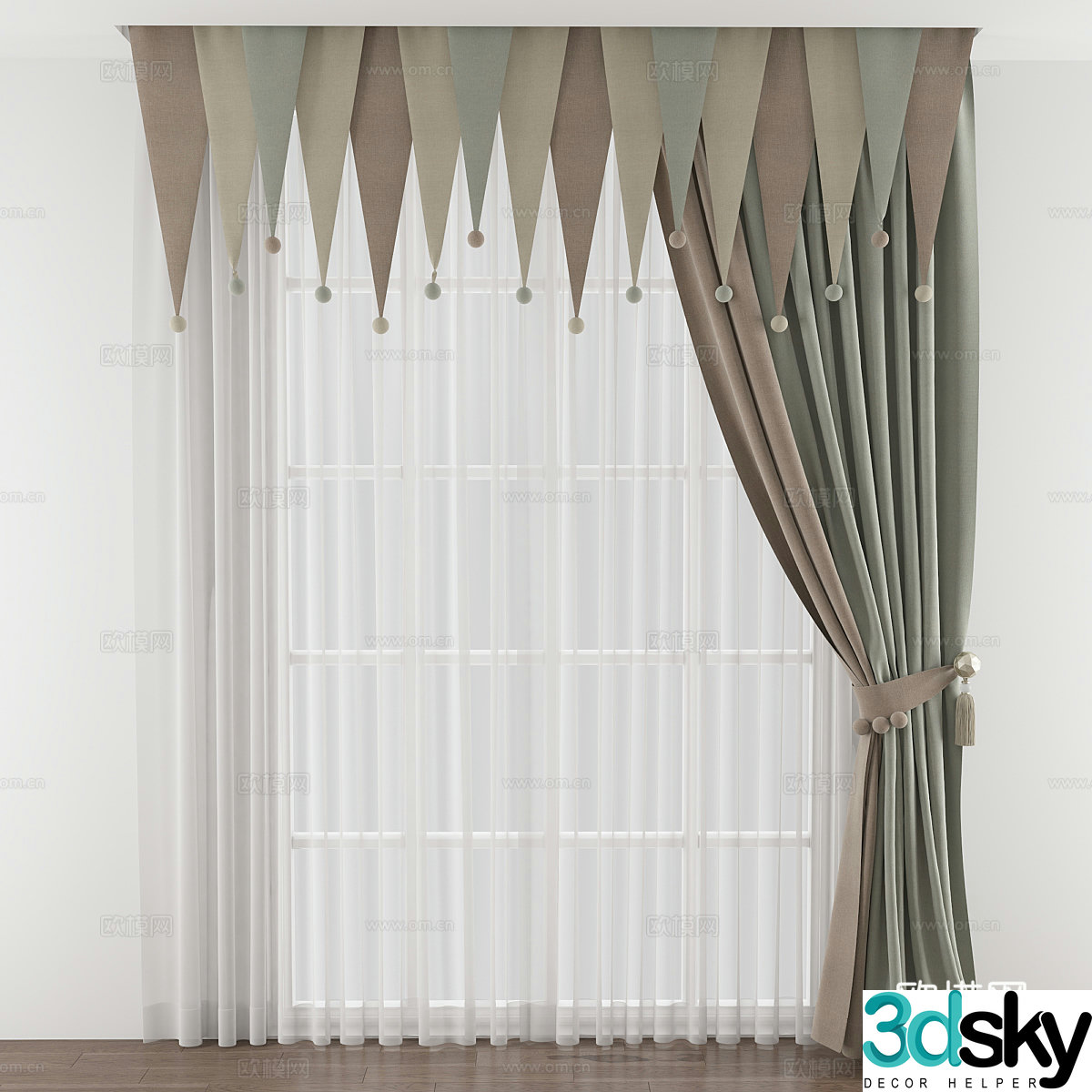New Chinese children’s curtains 3D model