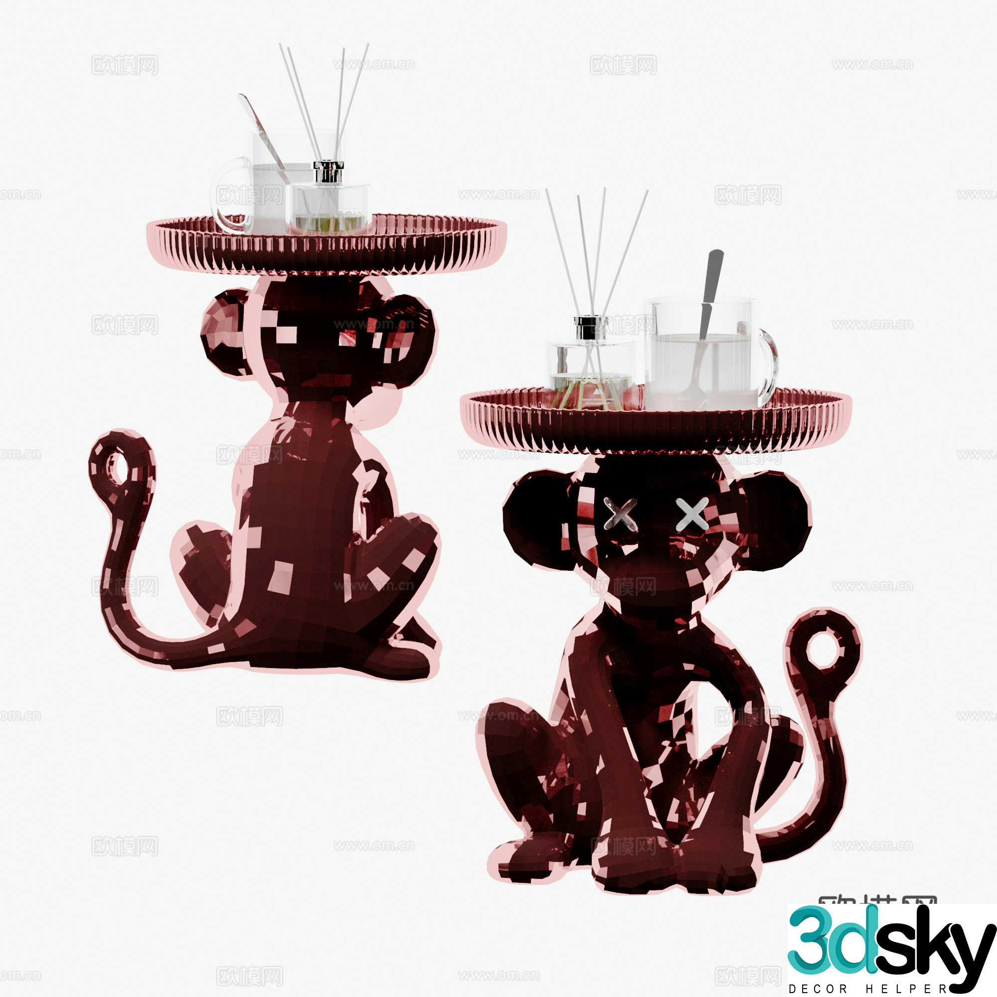 Modern metal monkey side table 3D model