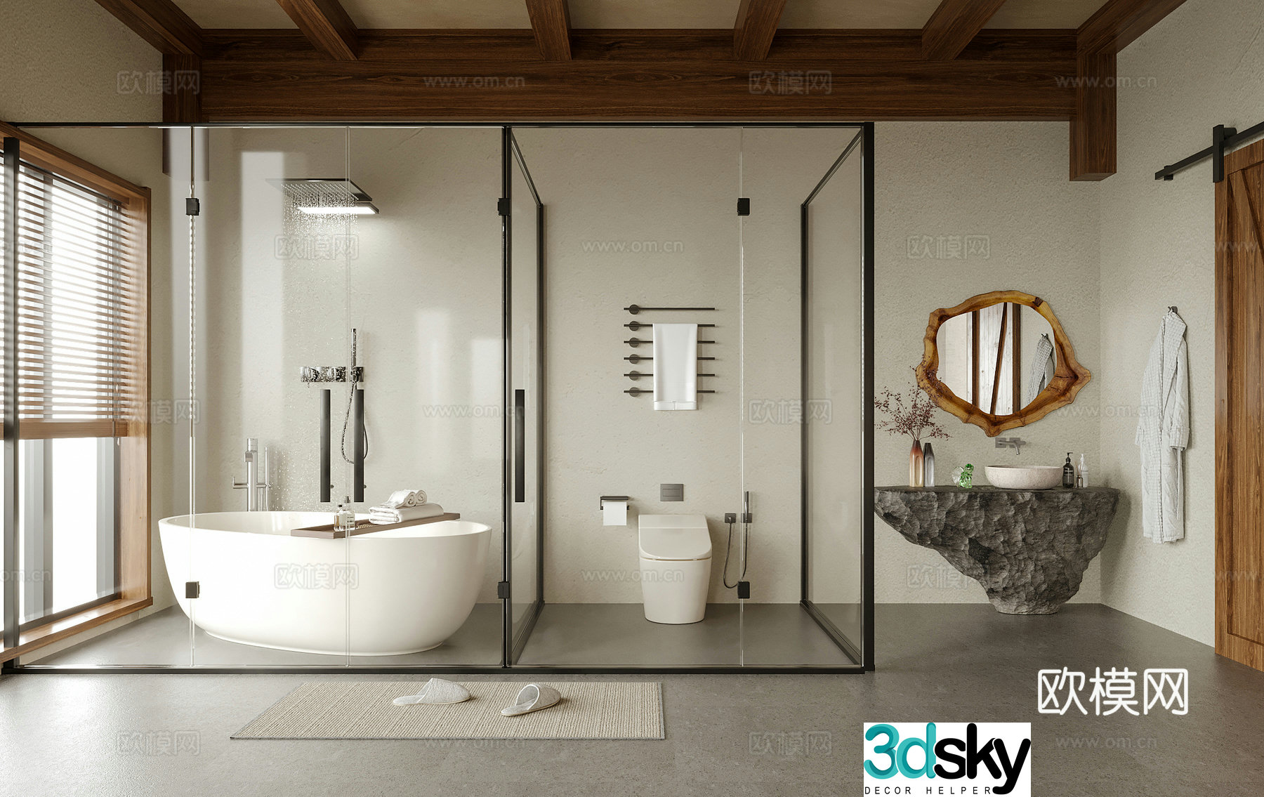 Modern villa bathroom hotel bathroom B&B bathroom 3D model