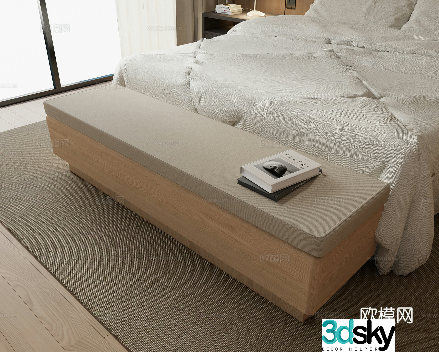 Modern bed tail stool 3D model