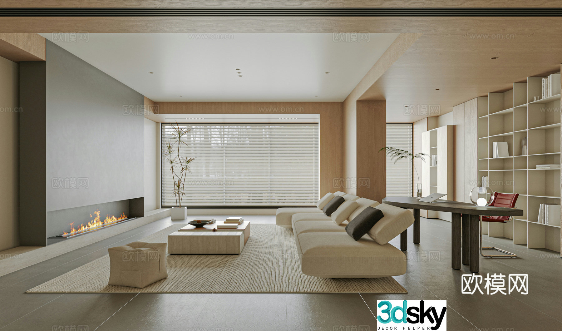 Modern living room sofa single chair coffee table 3d model