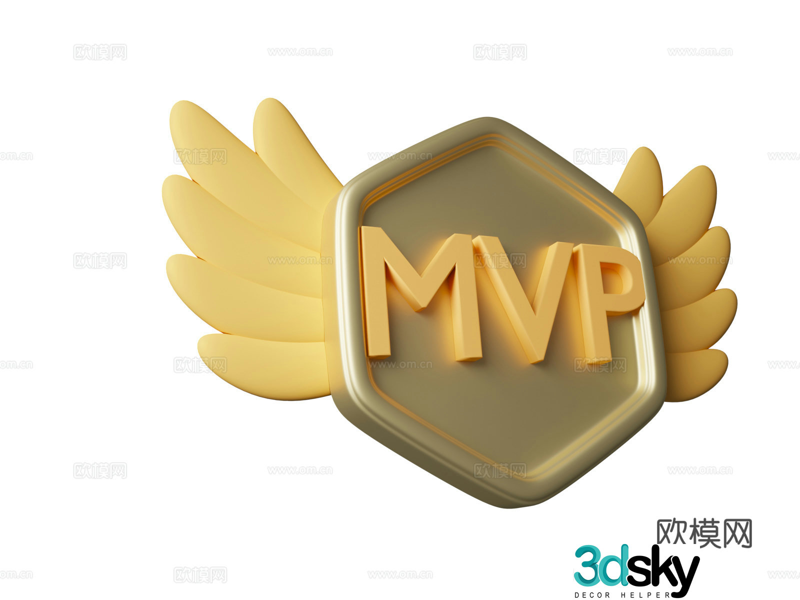MVP Cartoon Black Game Equipment Theme Icon 3D Model