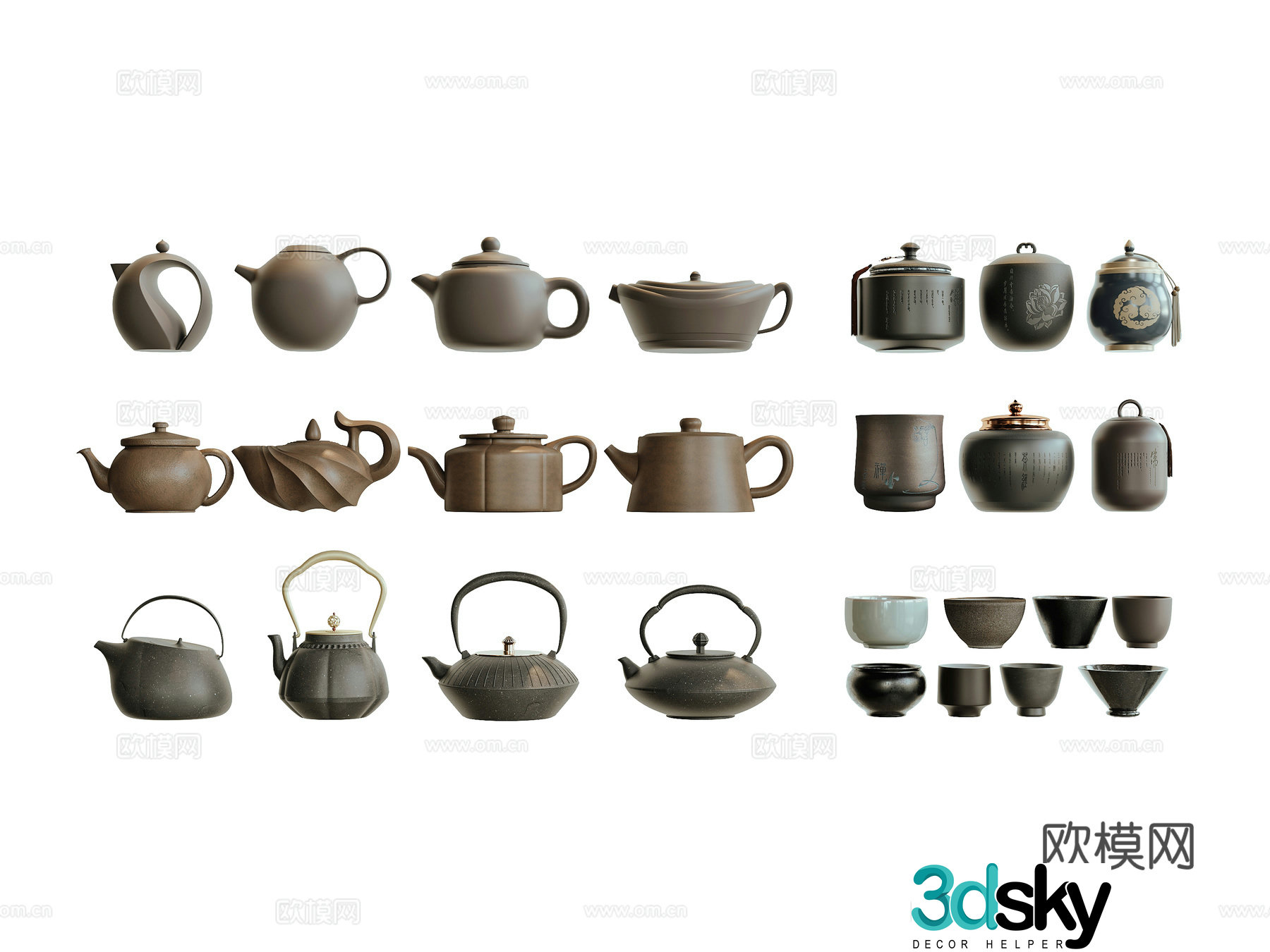 Teapot tea set 3d model