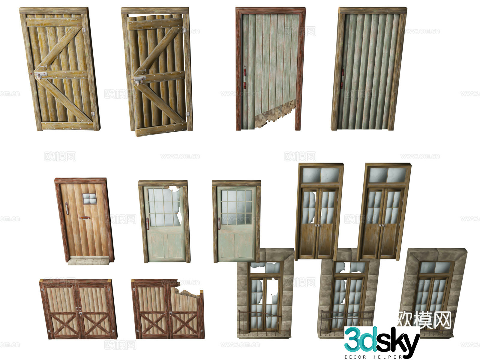 Door Collection World War II War Architecture Military Theme 3D Model