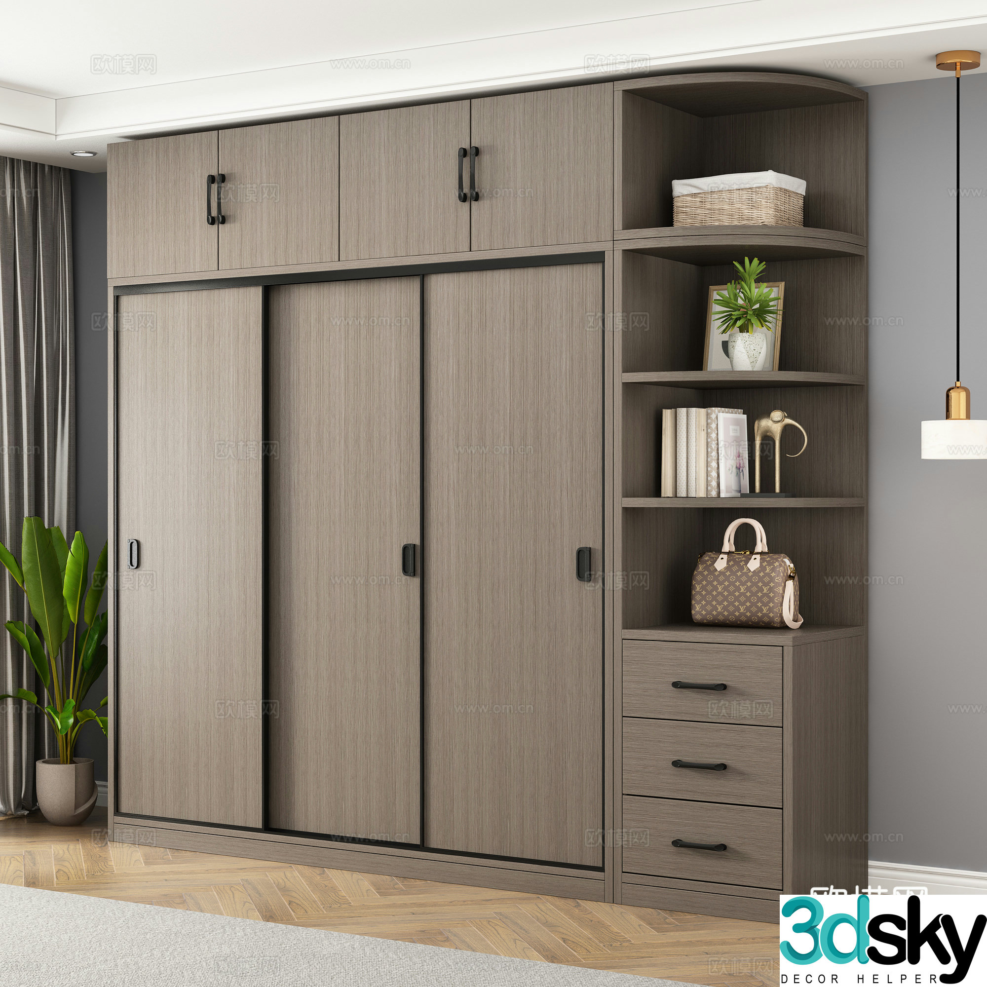 Modern sliding door wardrobe 3d model
