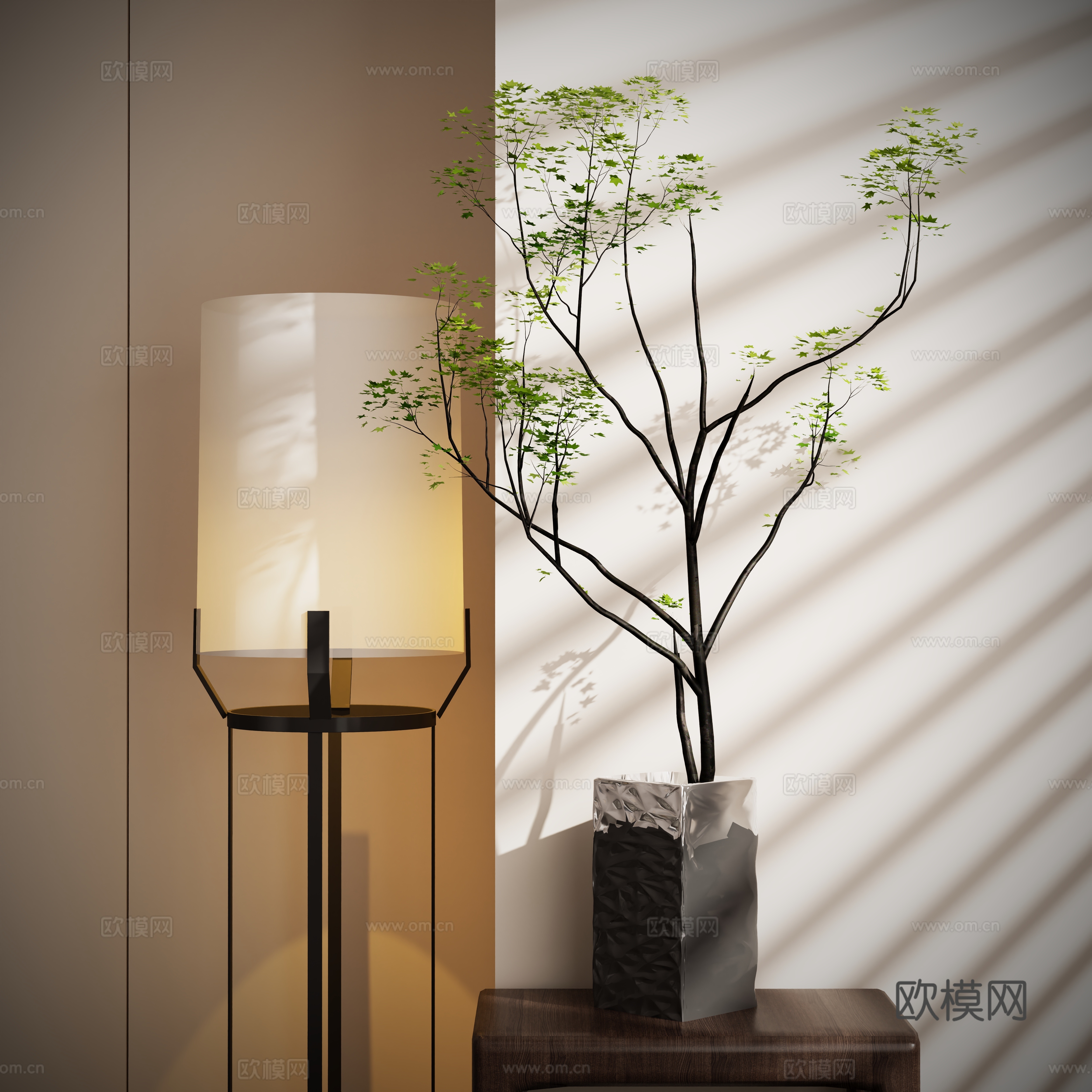 Modern potted plant lamp ornament 3D model