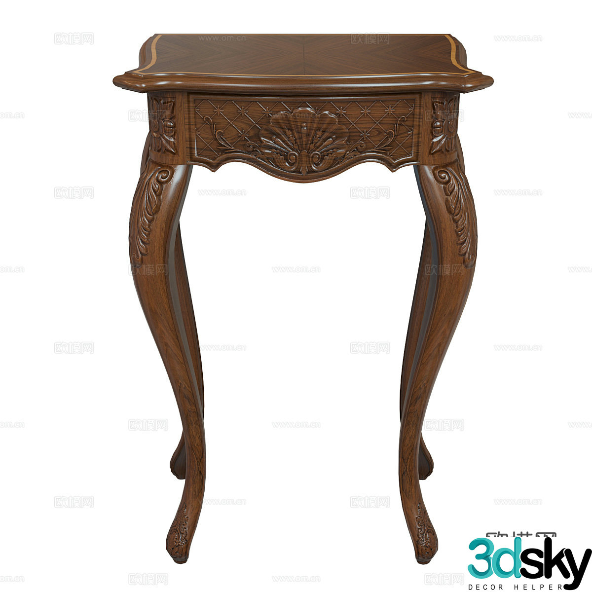 American classic retro wooden side table 3D model