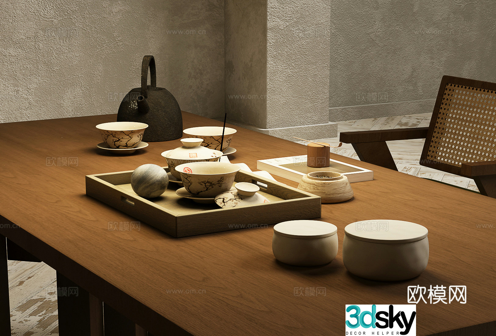 Tea set New Chinese style tea set New Chinese style Song aesthetic tea set 3D model
