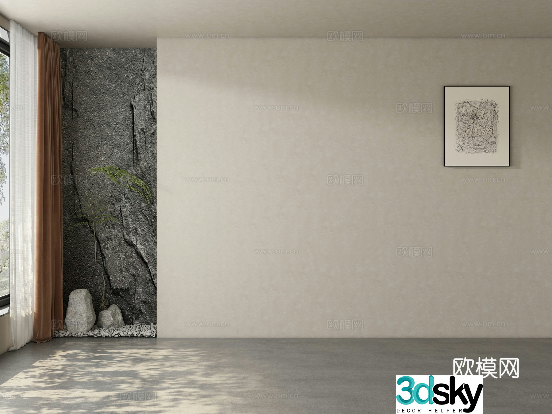 Tea room dining room living room background wall 3d model