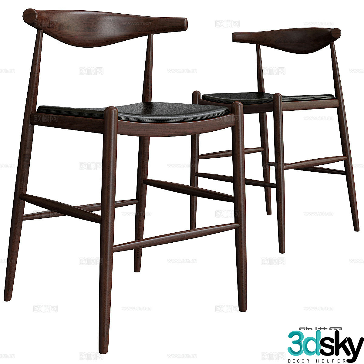 New Chinese style bar chair bar stool 3D model