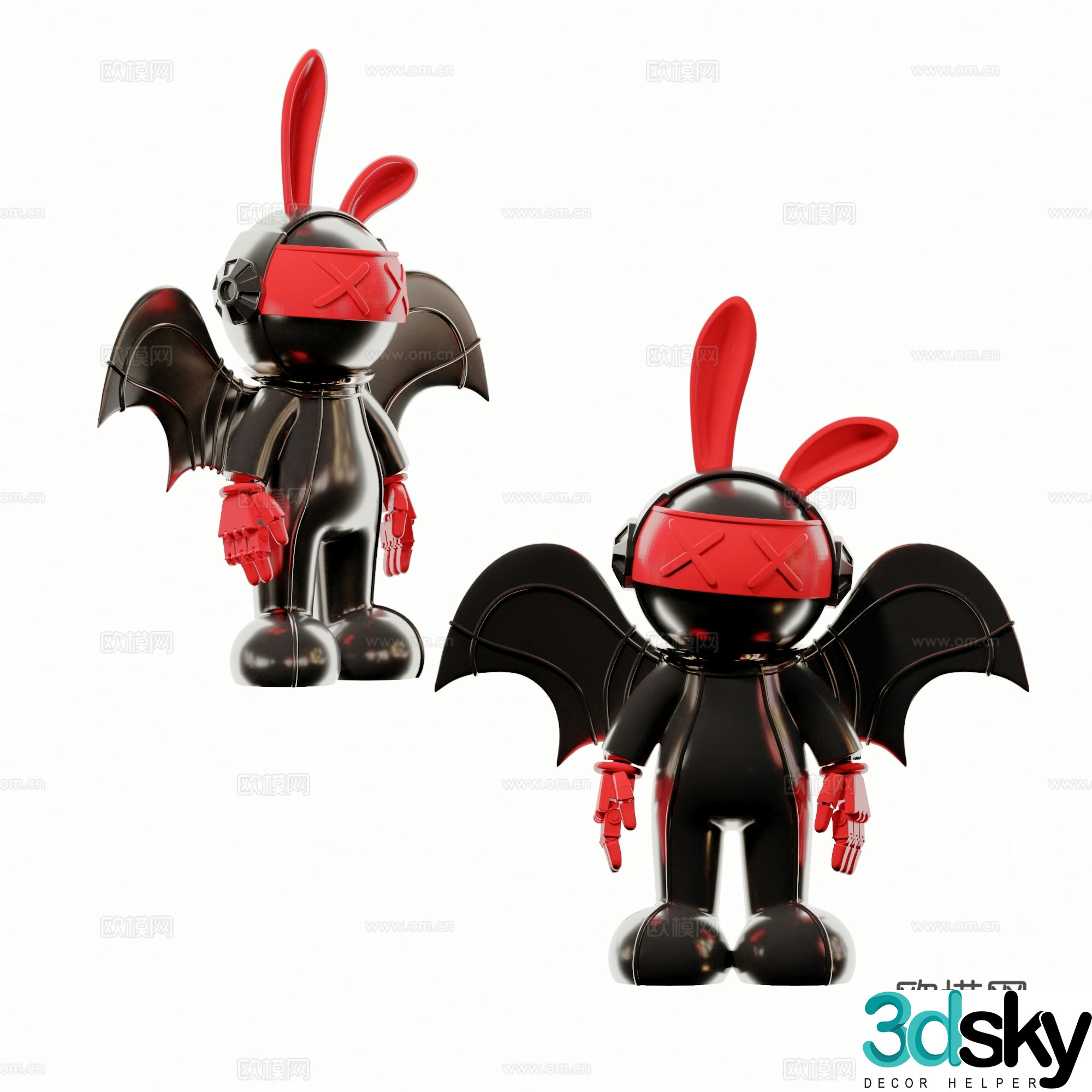 Modern trendy wings doll sculpture 3d model