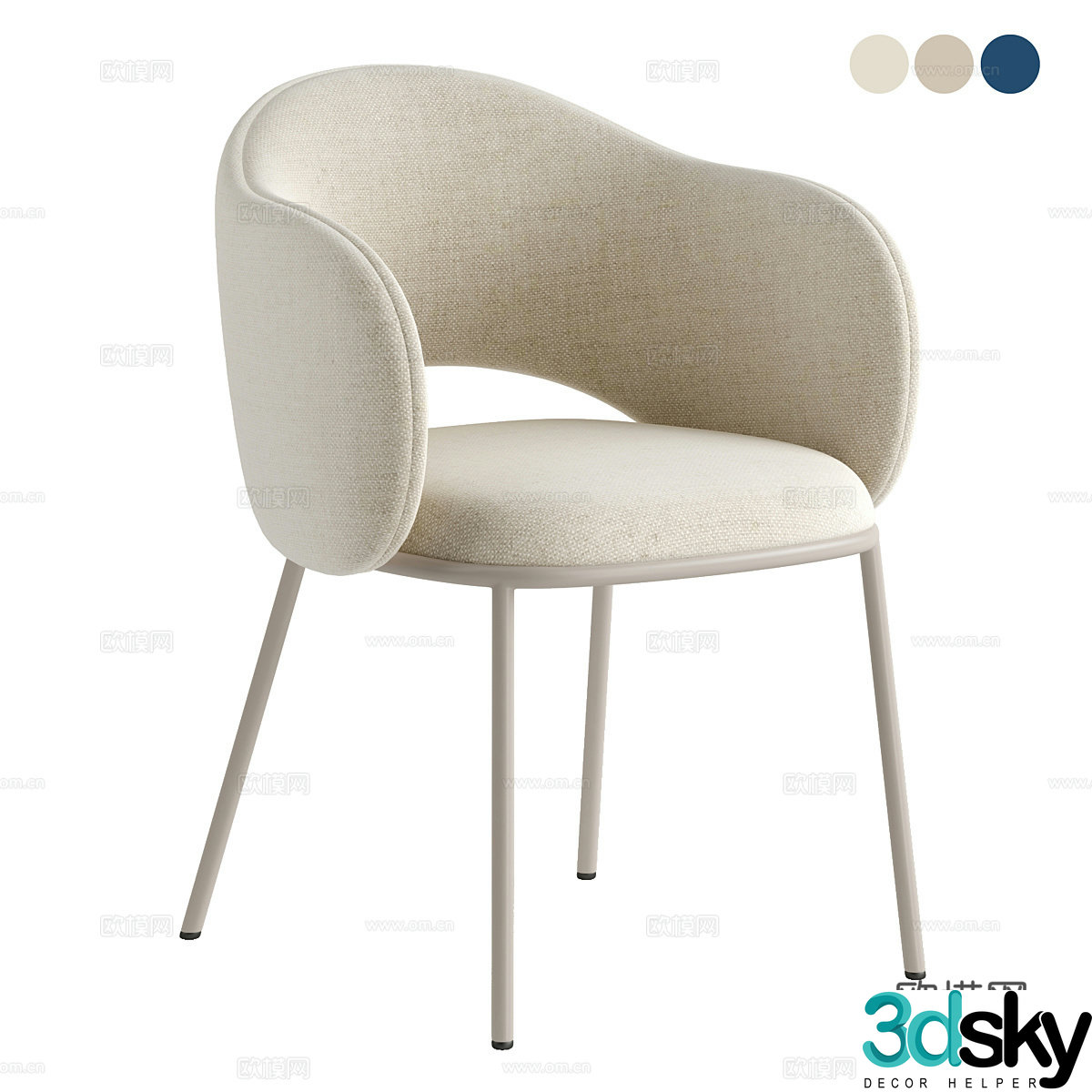 Modern Creamy Maina Chair 3d Model