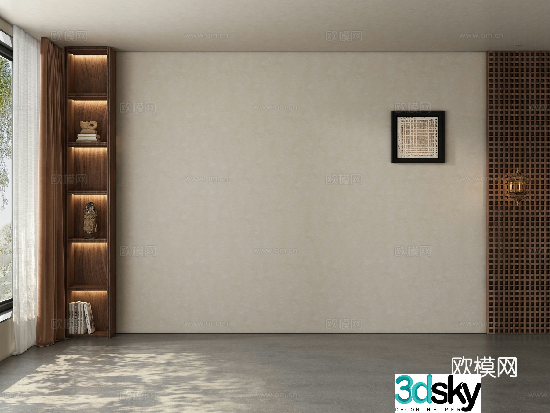 Modern Chinese restaurant tea room living room background wall 3d model
