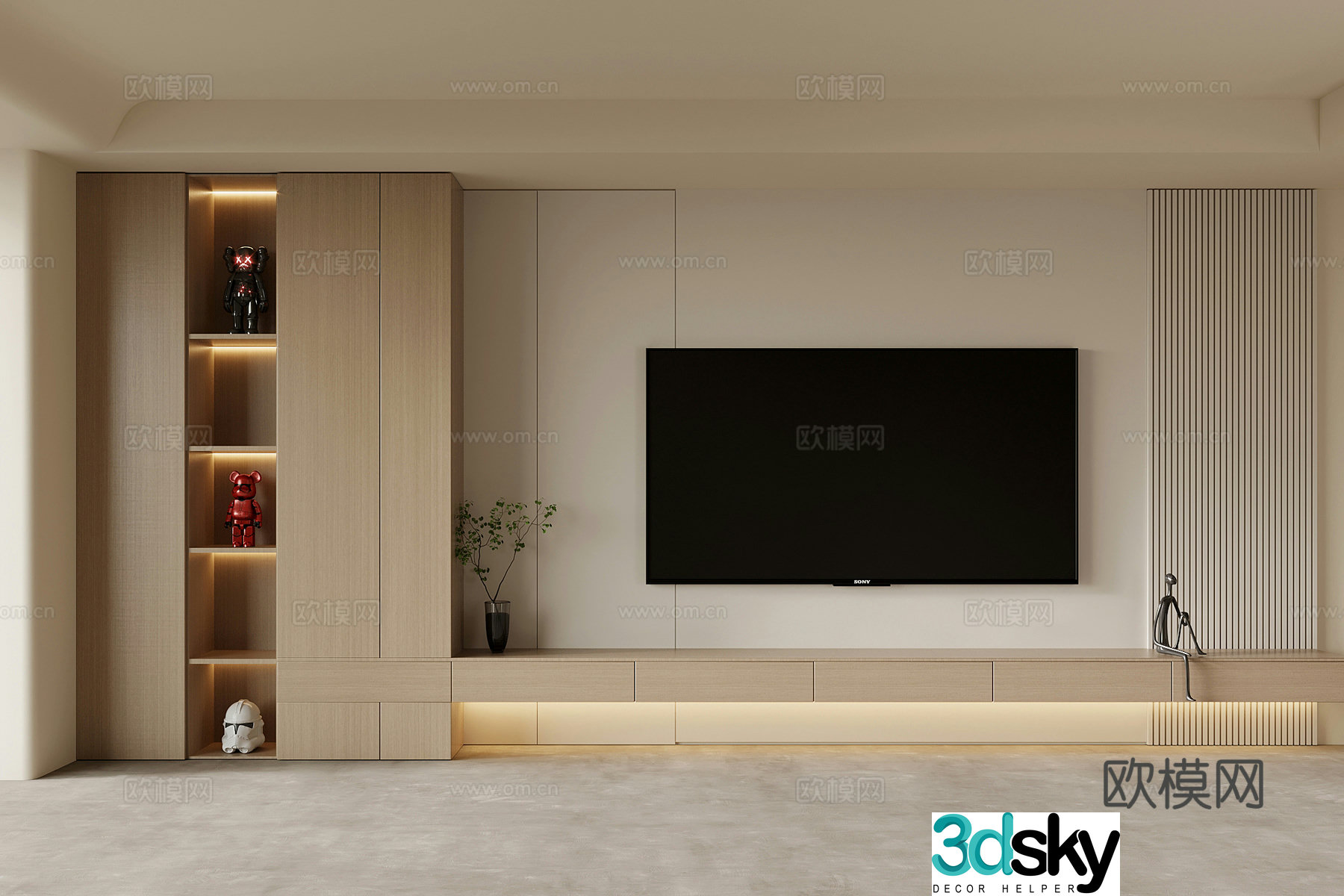TV background wall Modern minimalist TV background wall TV cabinet 3d model