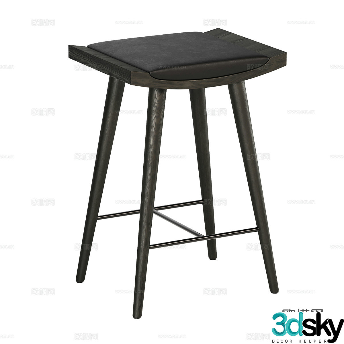 Modern Italian wooden bar chair 3d model
