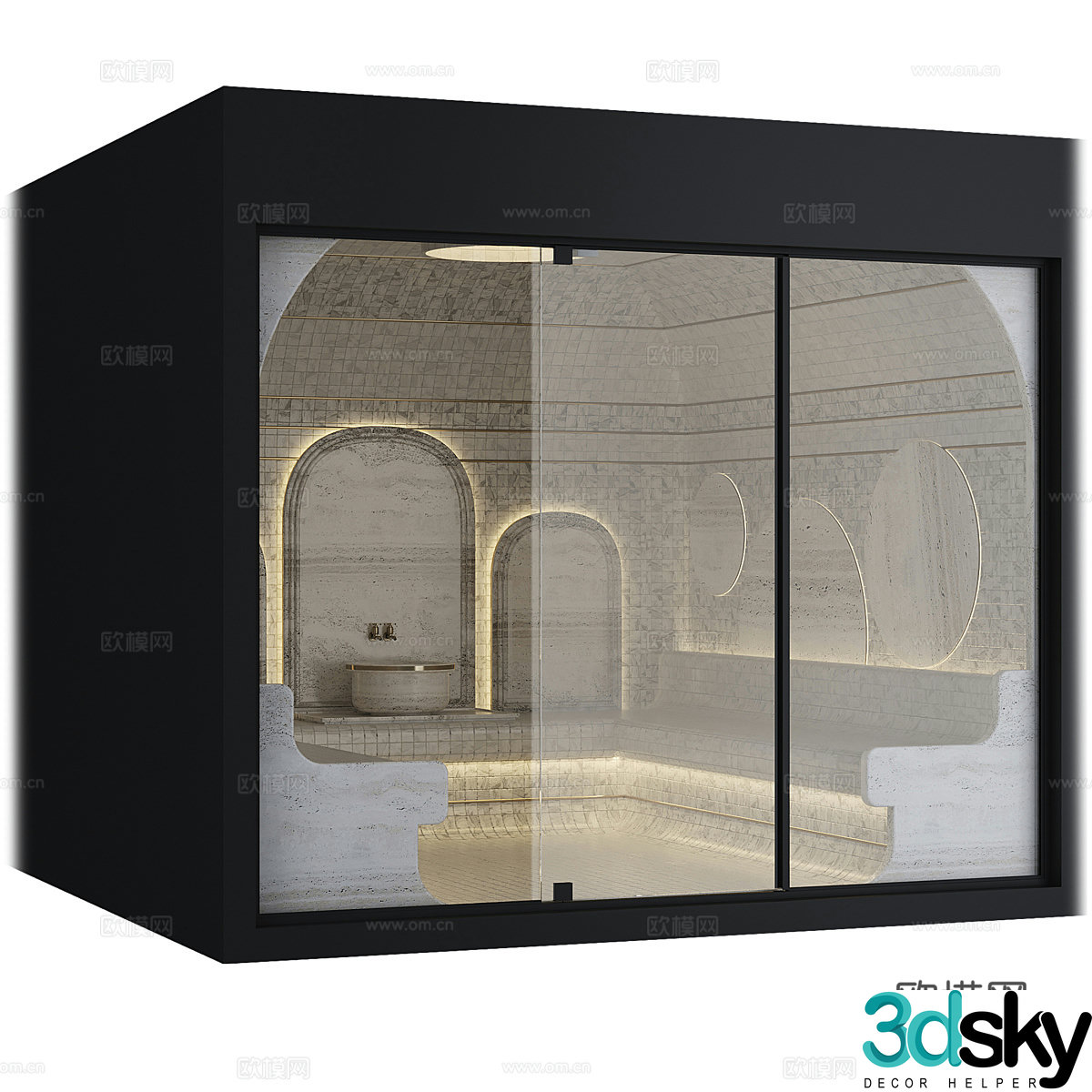 sauna bathroom shower room 3d model