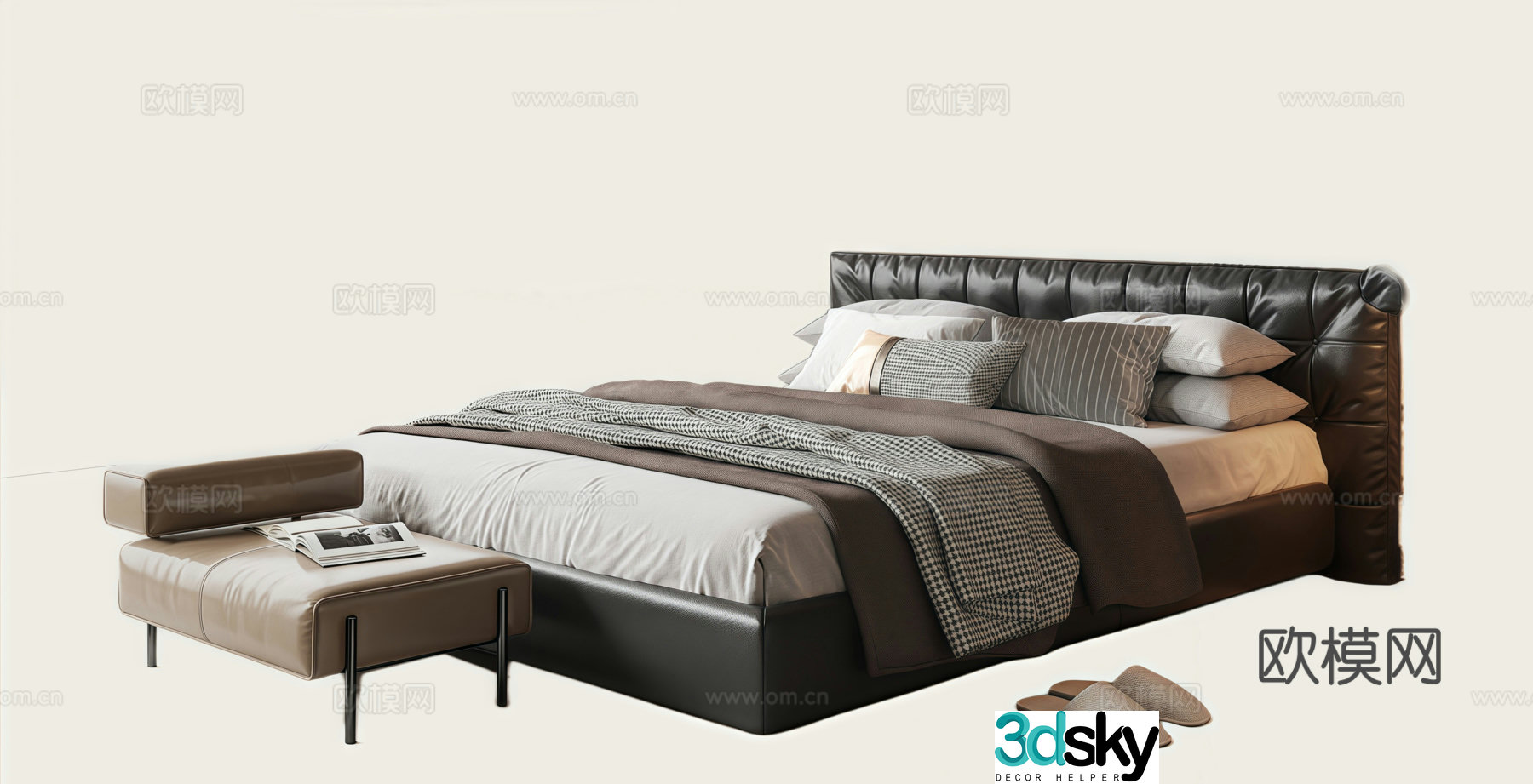 Italian double bed 3d model