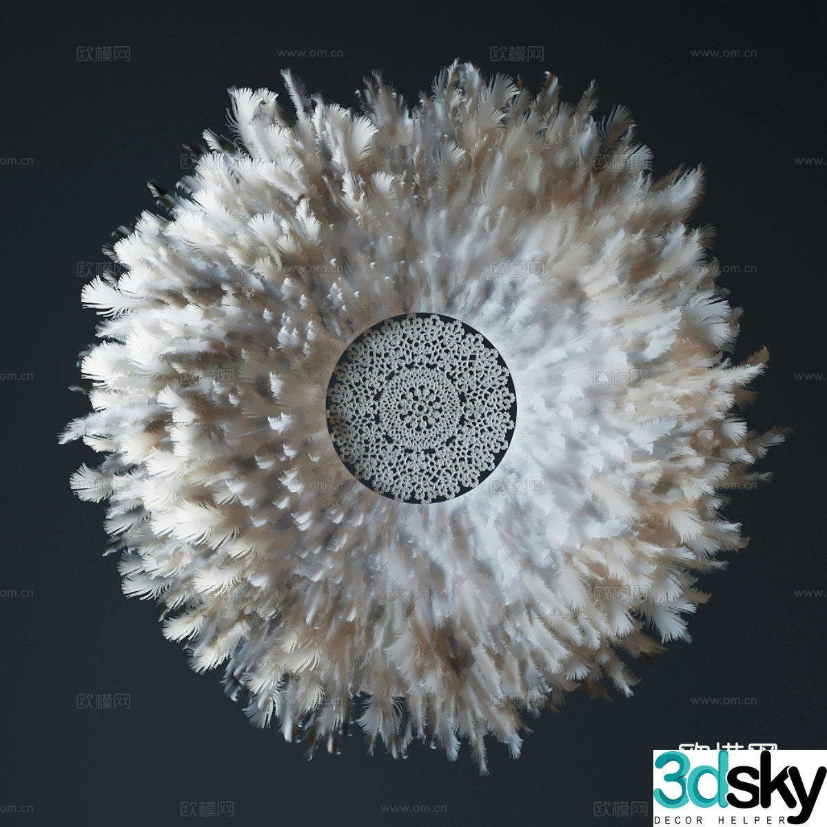 Modern feather hanging ornament pendant 3d model