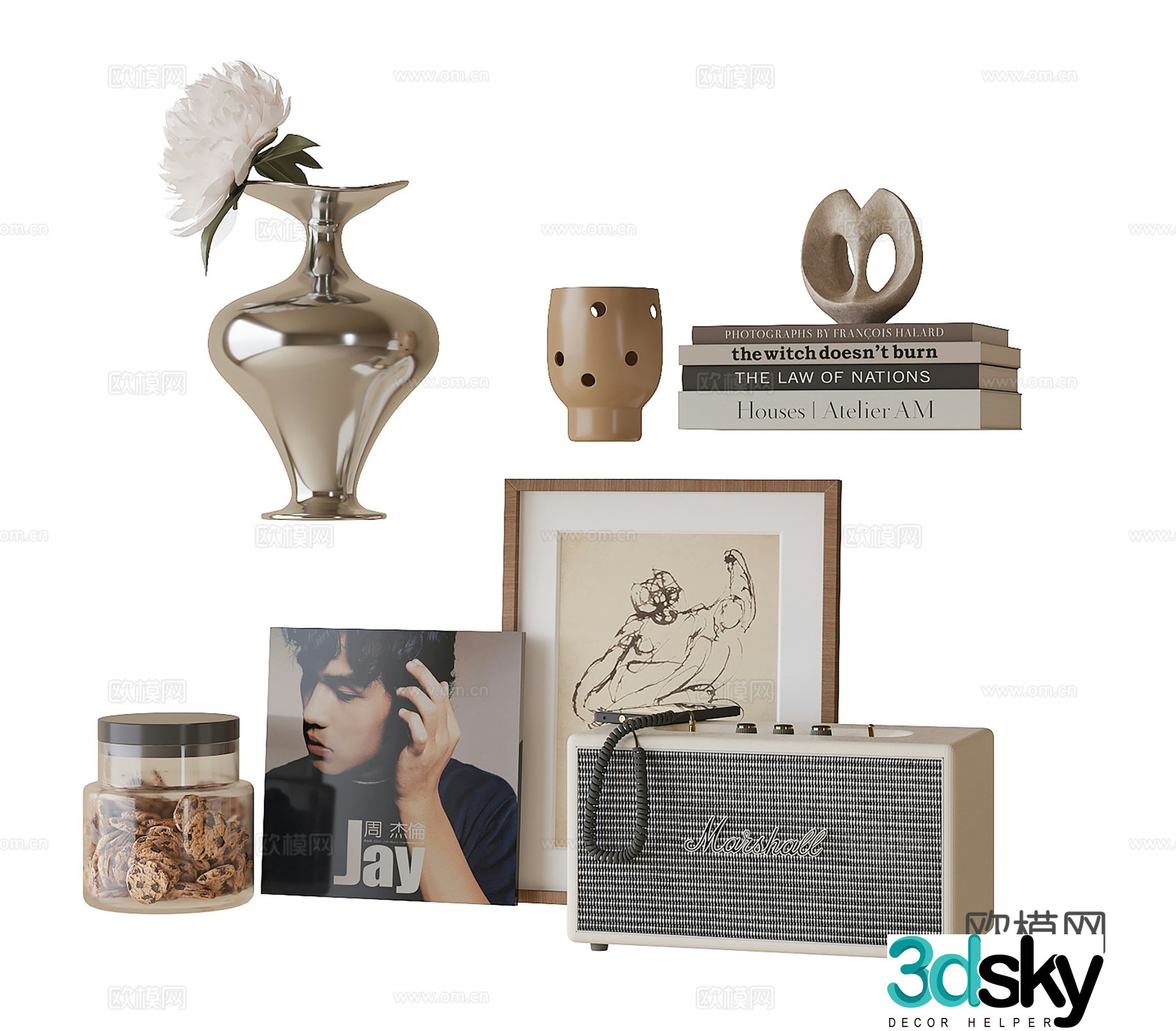 Modern jewelry ornaments combination Decorative ornaments Book 3D model