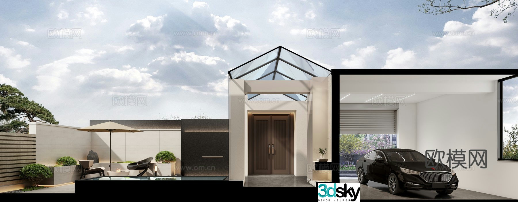 Villa courtyard landscape 3d model