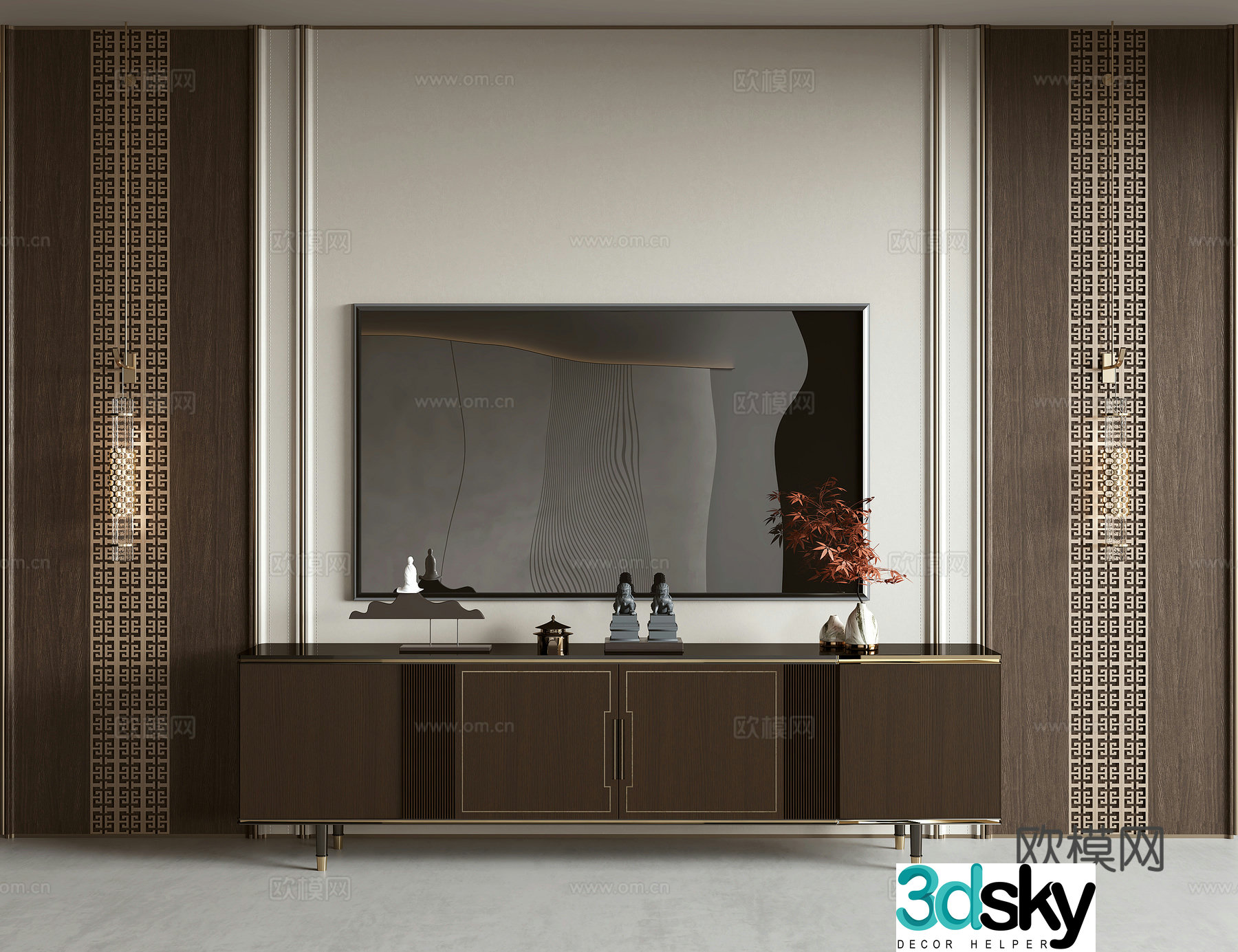 New Chinese TV cabinet 3D model