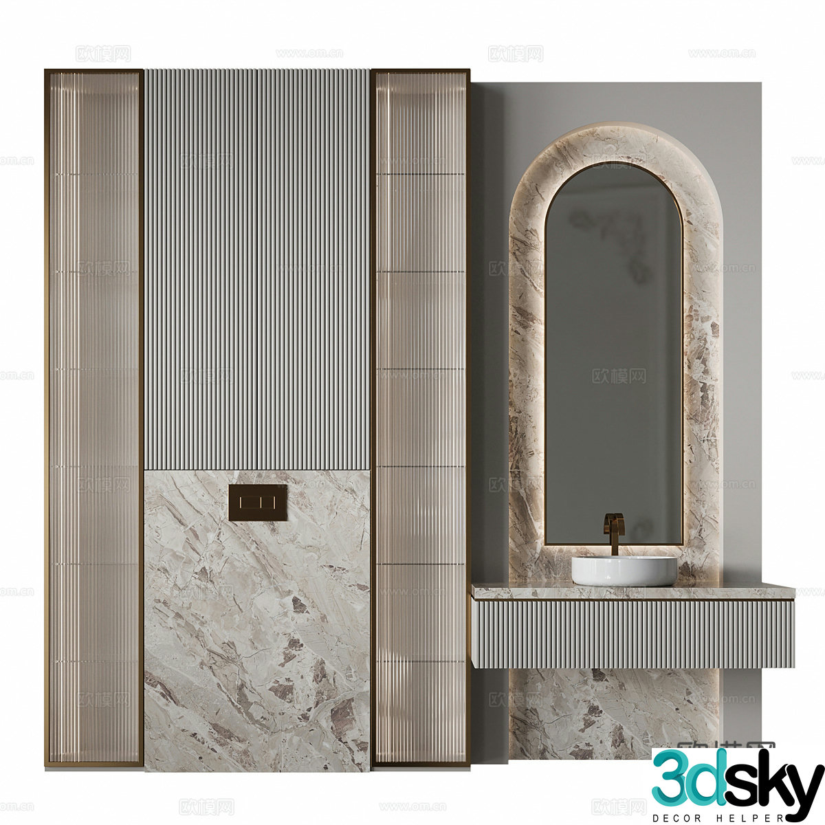 Bathroom cabinet washbasin counter basin faucet bathroom mirror bathroom cabinet background wall 3D model