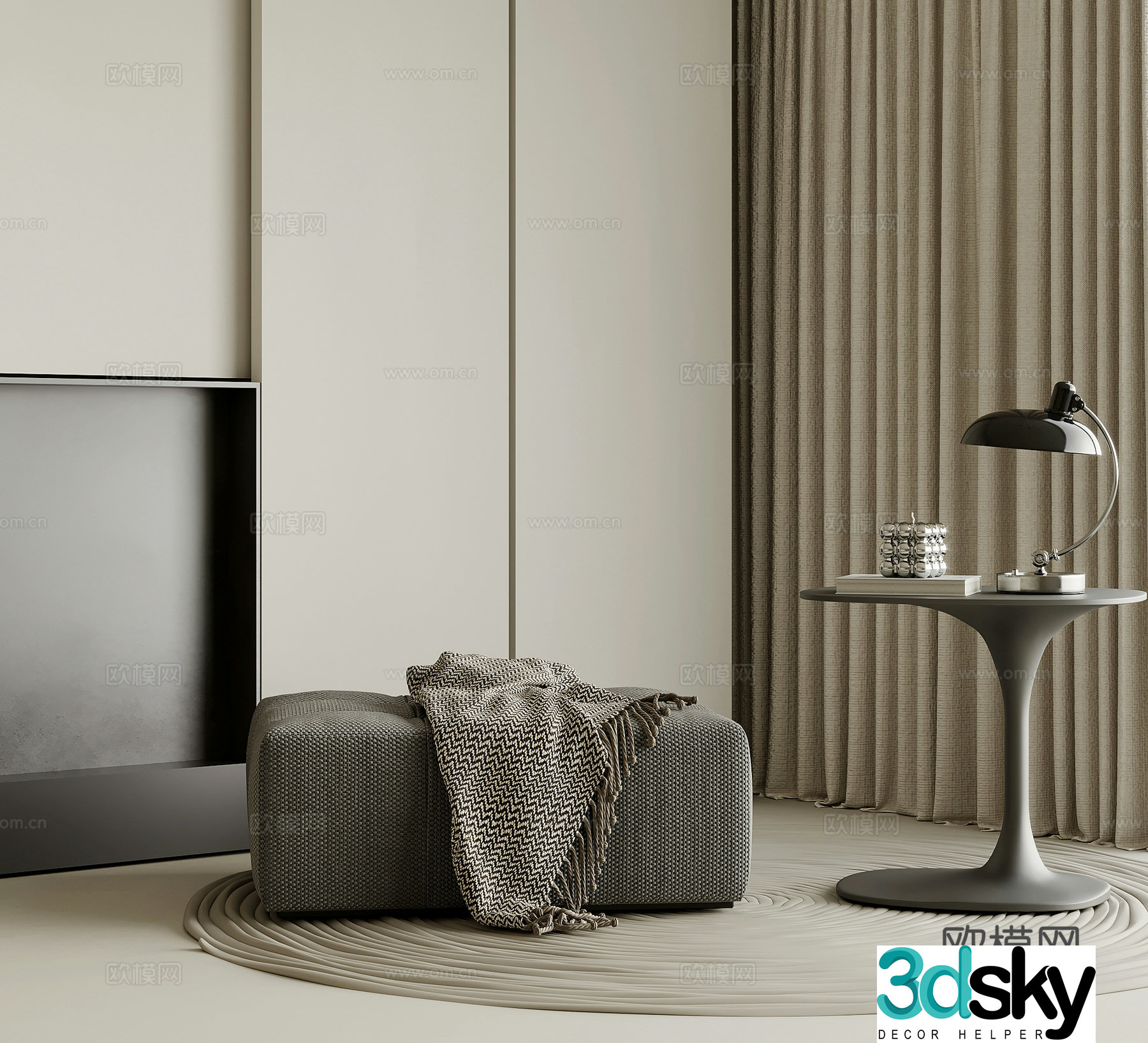 Modern minimalist sofa stool collapse stool side 3D model