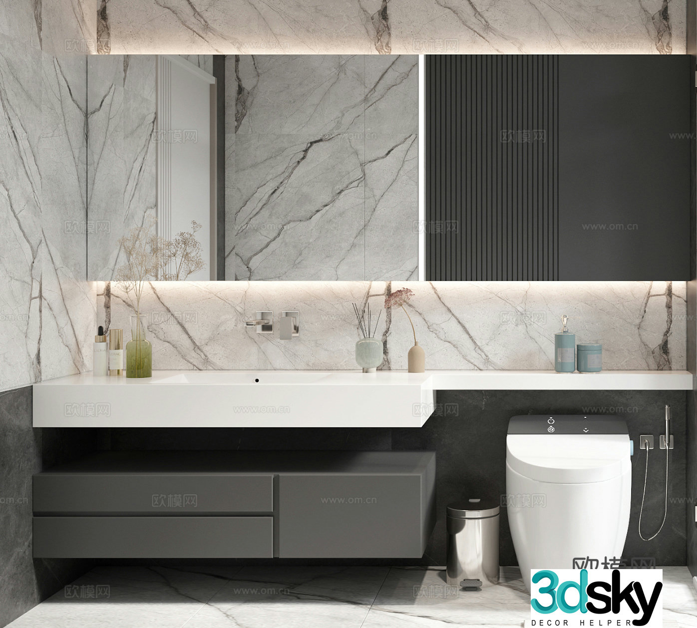 Minimalist bathroom cabinet 3D model