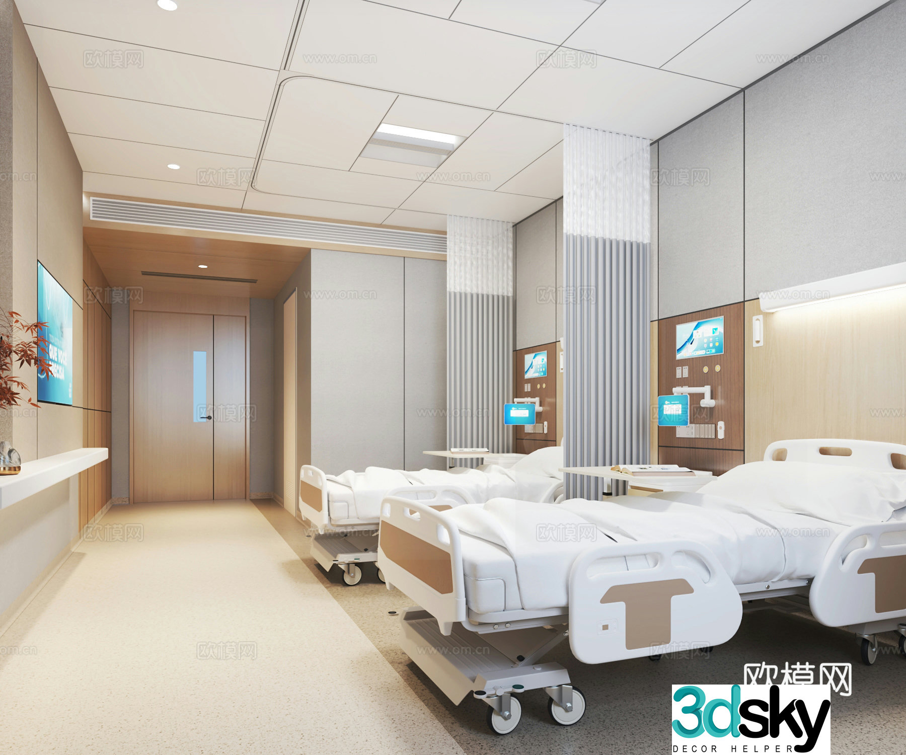 Modern hospital ward 3d model