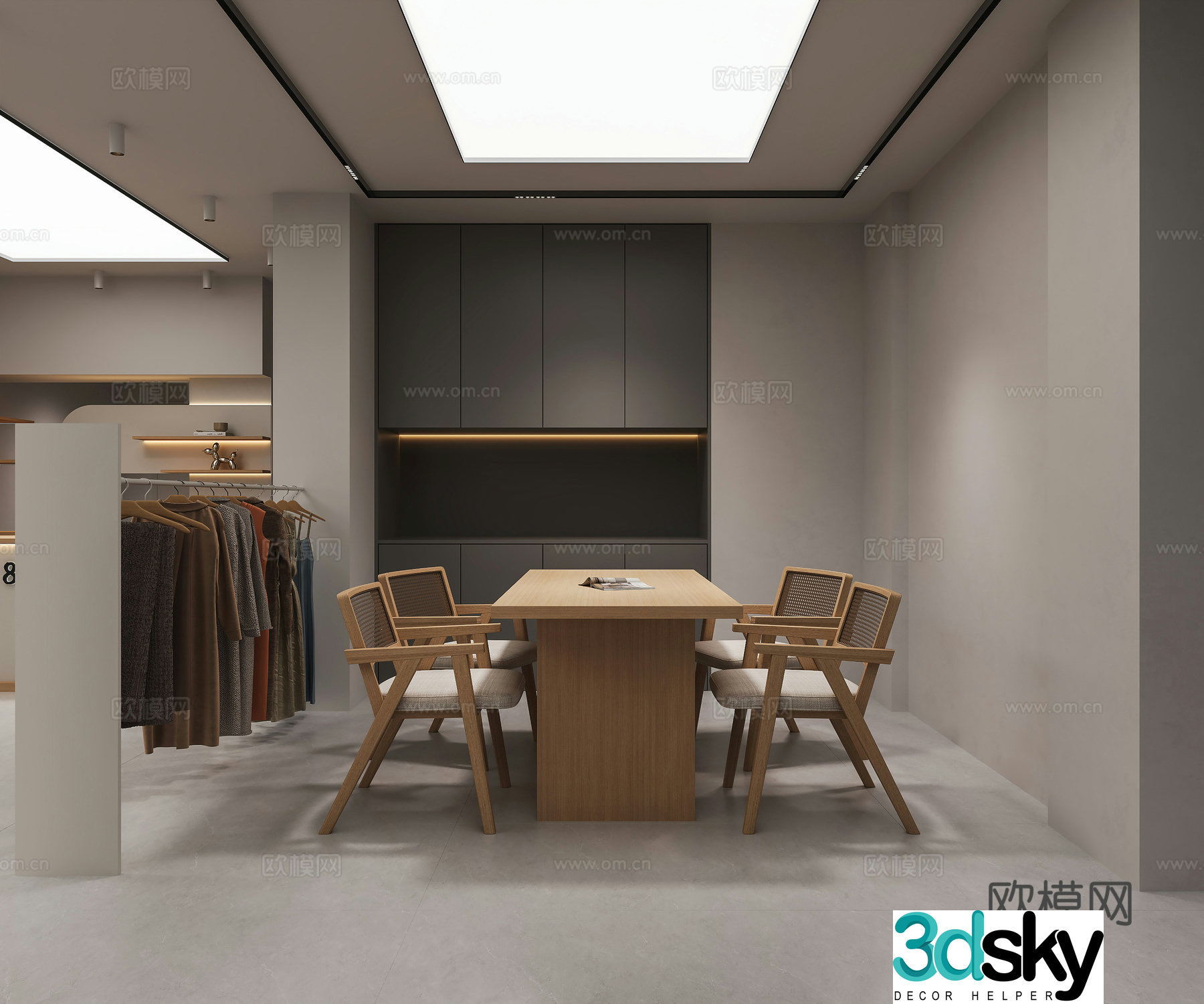 Modern clothing store restaurant retro restaurant medieval restaurant dining table clothes skirt 3d model