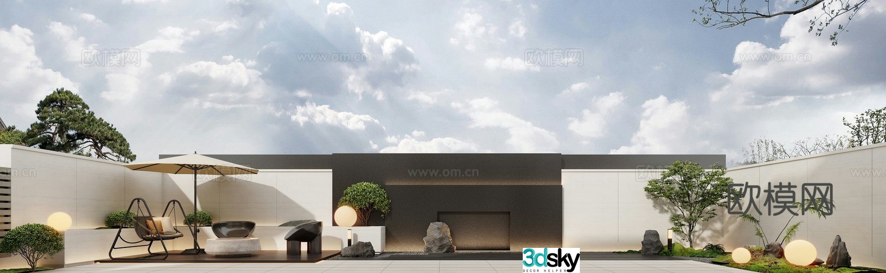 Villa courtyard landscape 3d model