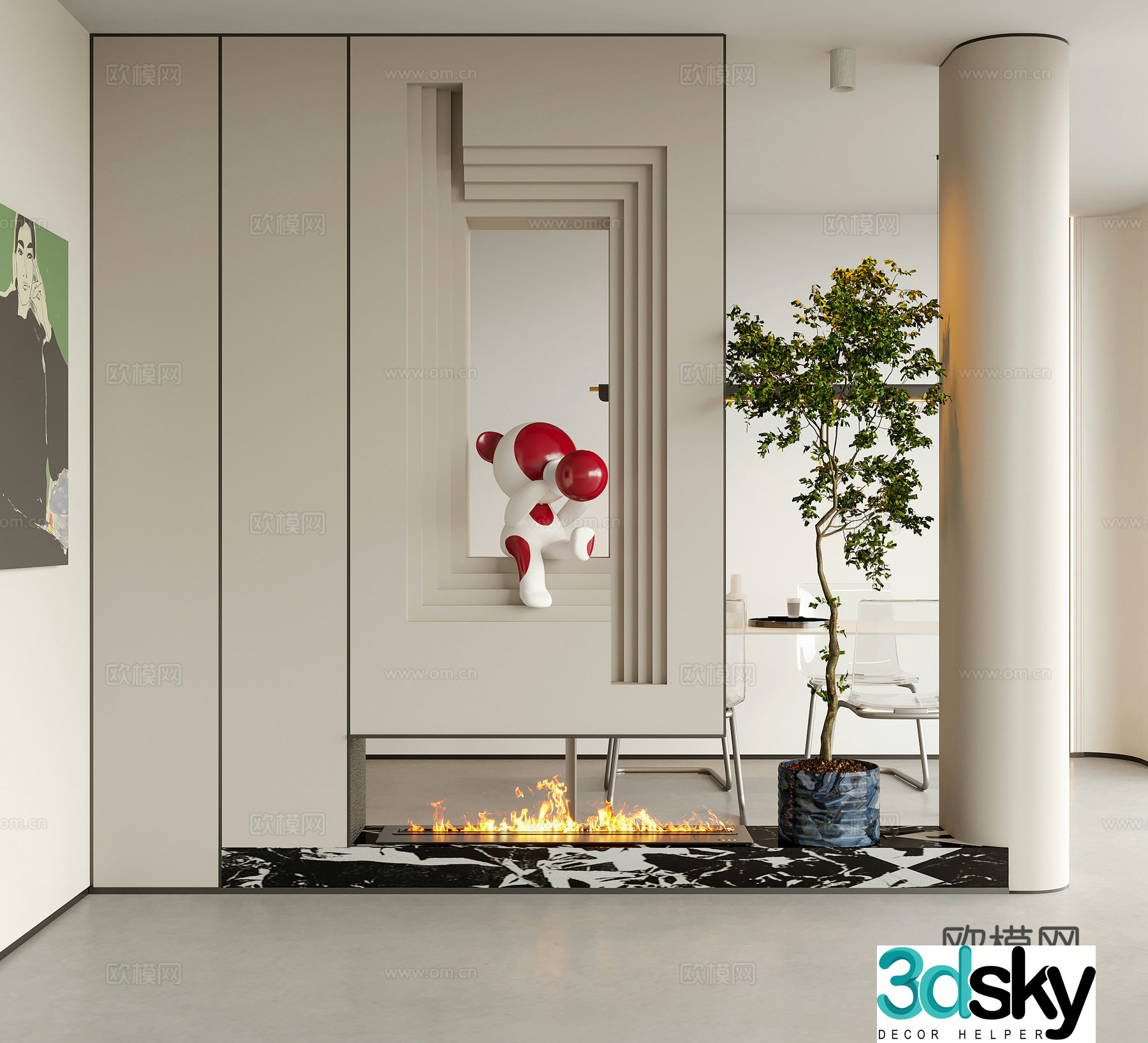 Modern decorative entrance hall sculpture ornaments entrance hall 3D model