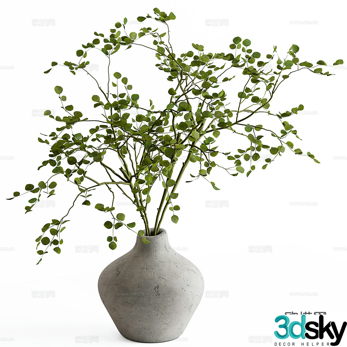 Green plant ornaments Decorative ornaments Vase Vase Flower Arrangement Retro Vase Stone Vase 3D Model