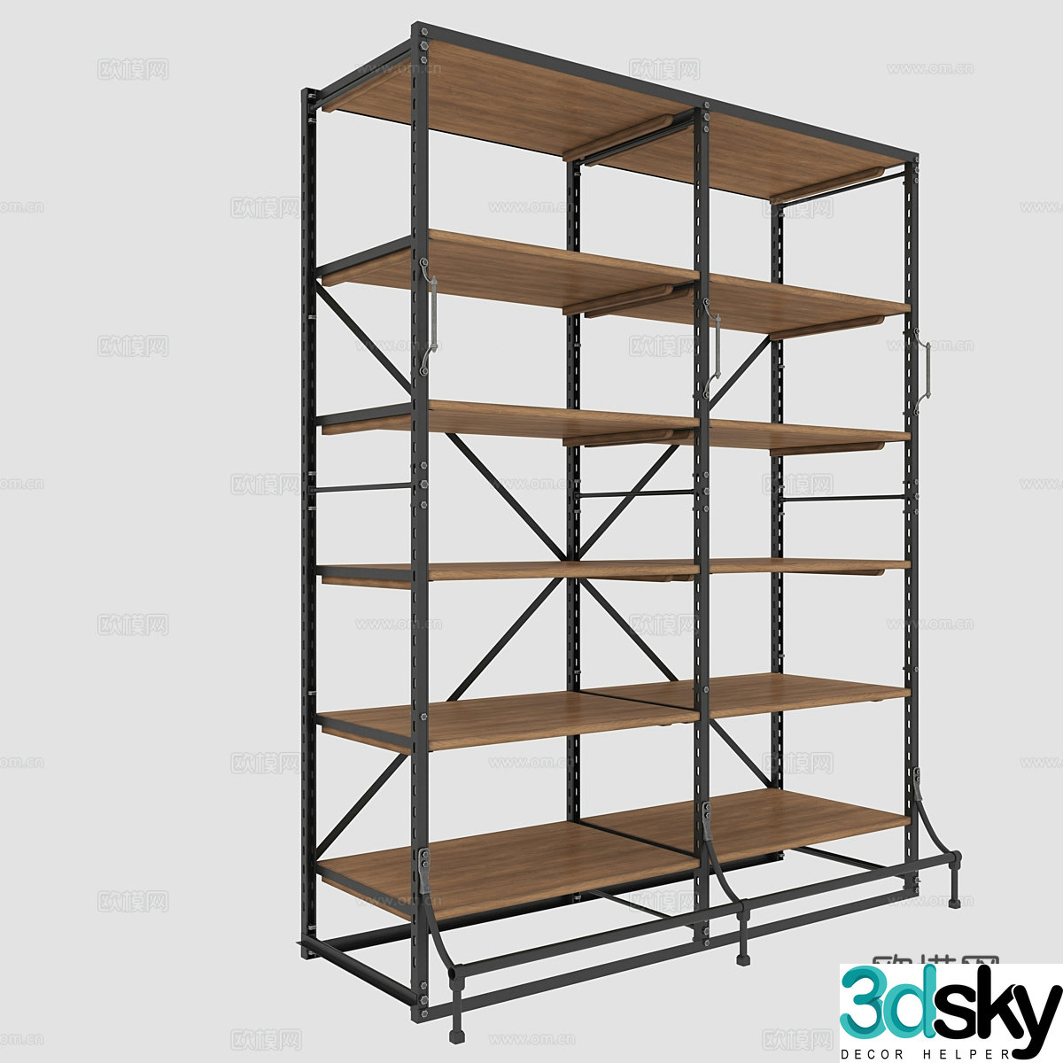RH French Library Bookshelf 3D Model