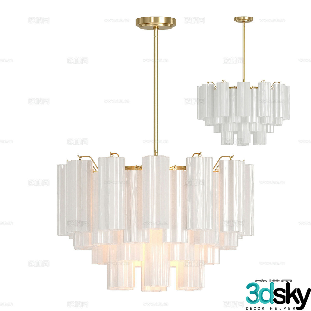 New Chinese style light luxury decorative chandelier 3D model