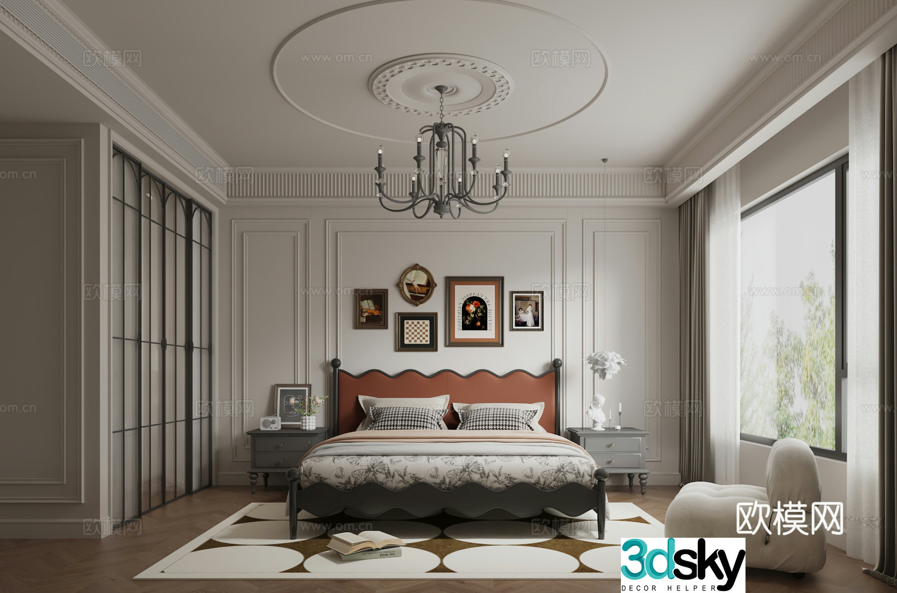 Middle-aged bedroom 3d model
