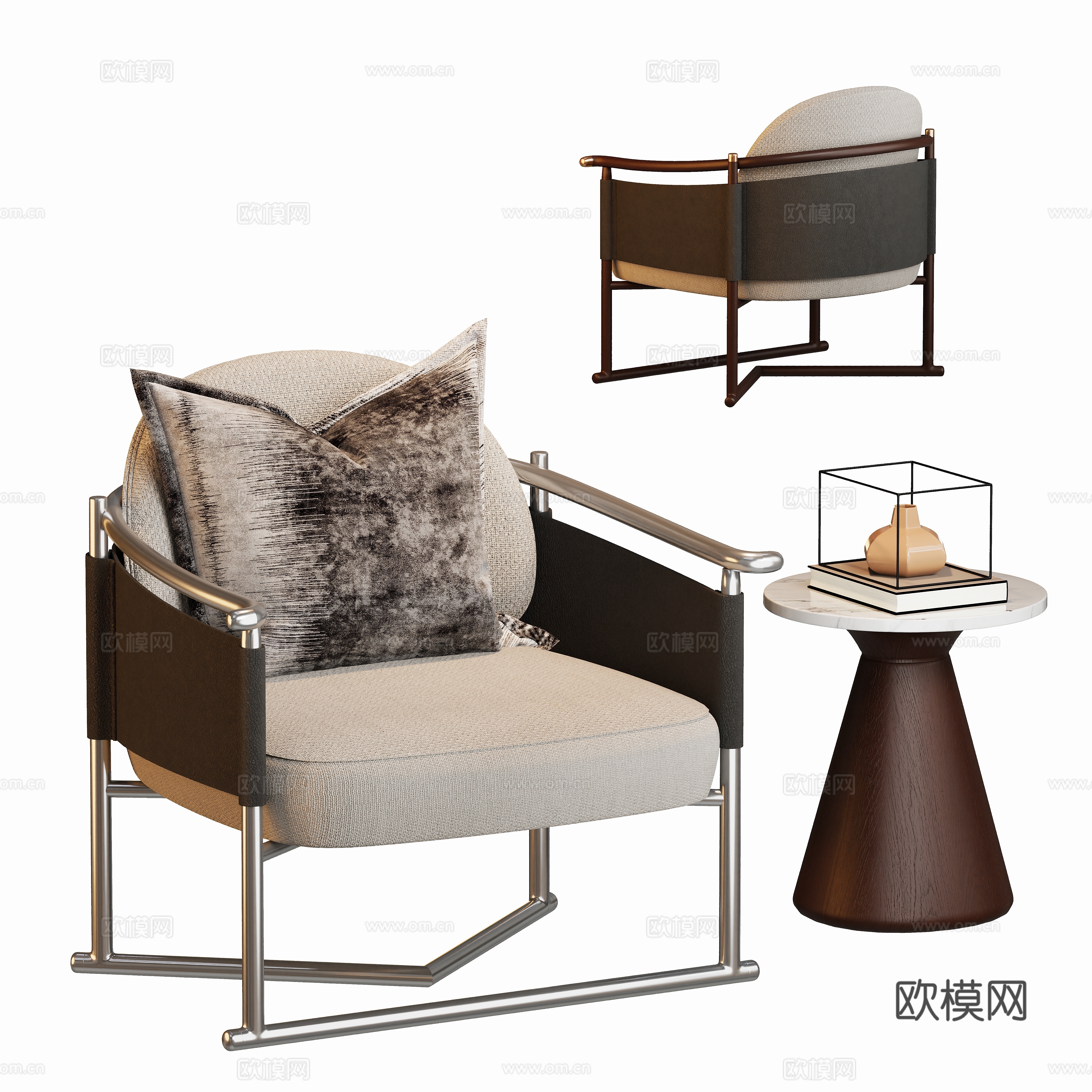 Modern Chinese casual chair sofa chair side 3D model