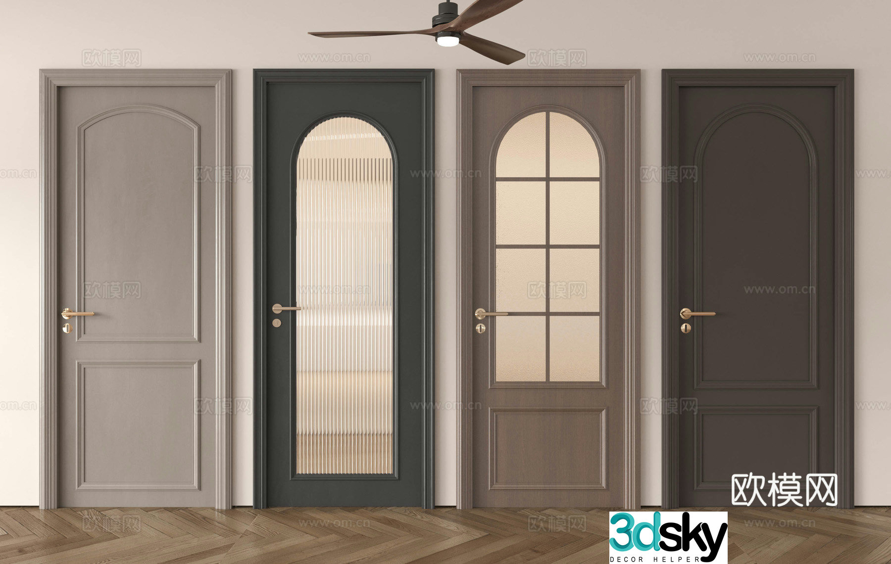 French single-open door Single-open door Medium door Glass door Medium-open ceiling door Bedroom door Kitchen and bathroom 3D model