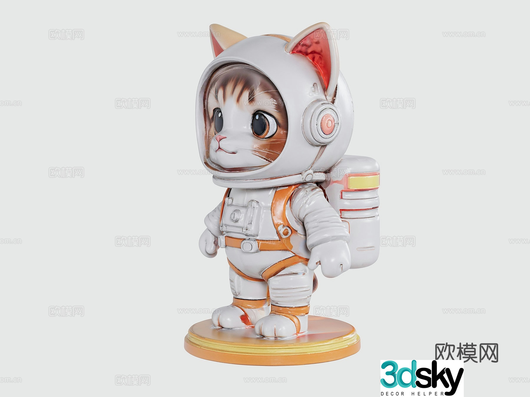 Space Cat Astronaut Figure 3D Model