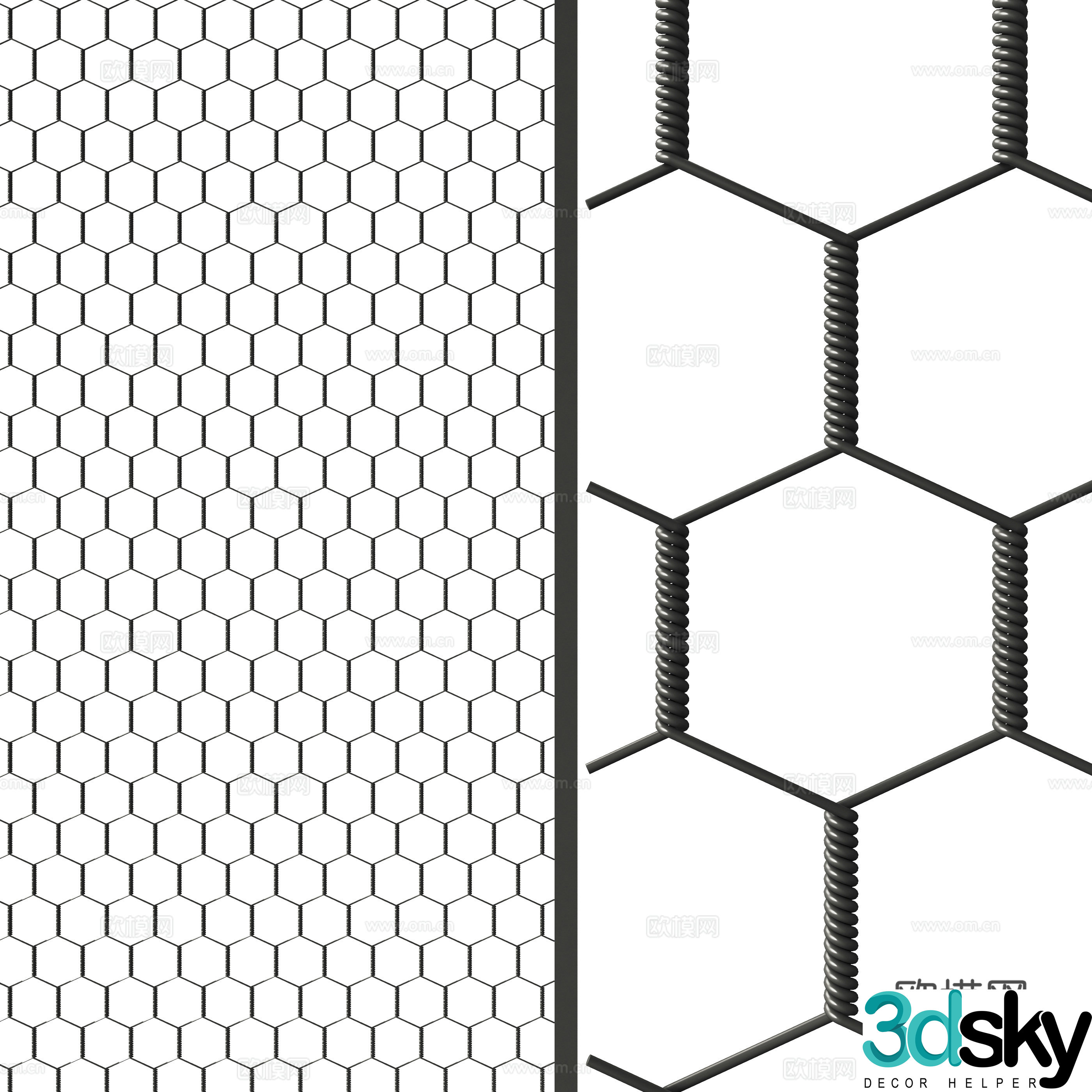 Modern barbed wire mesh 3d model