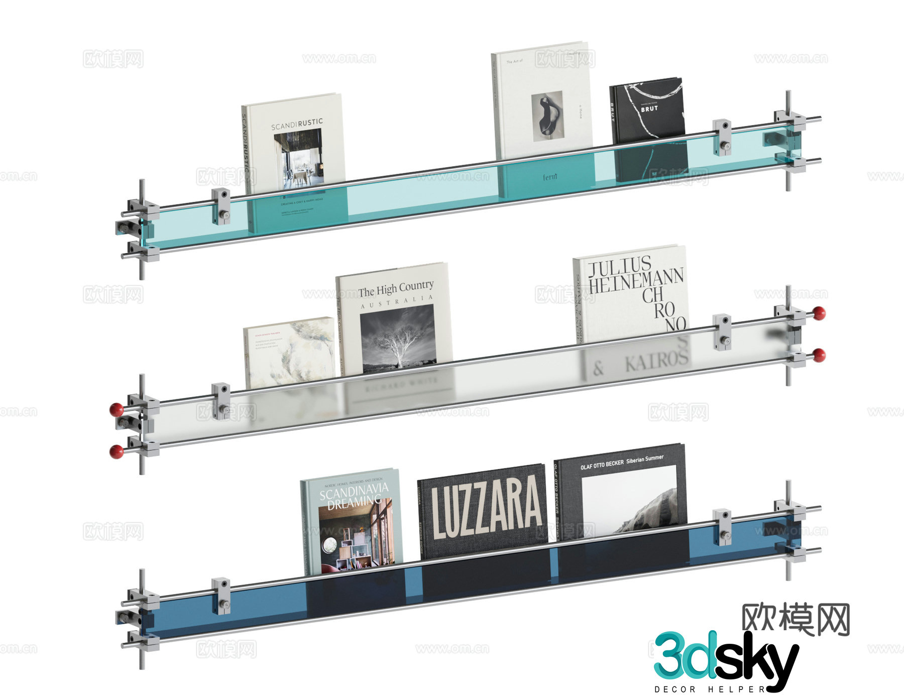 Modern retro bookshelf 3d model
