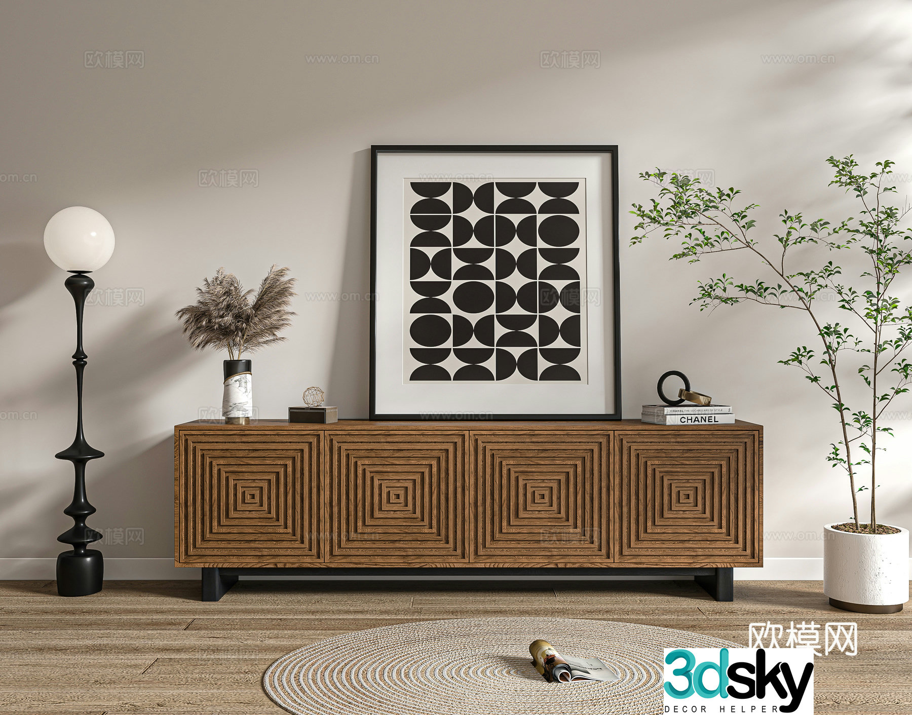 Middle-aged finished TV cabinet 3D model