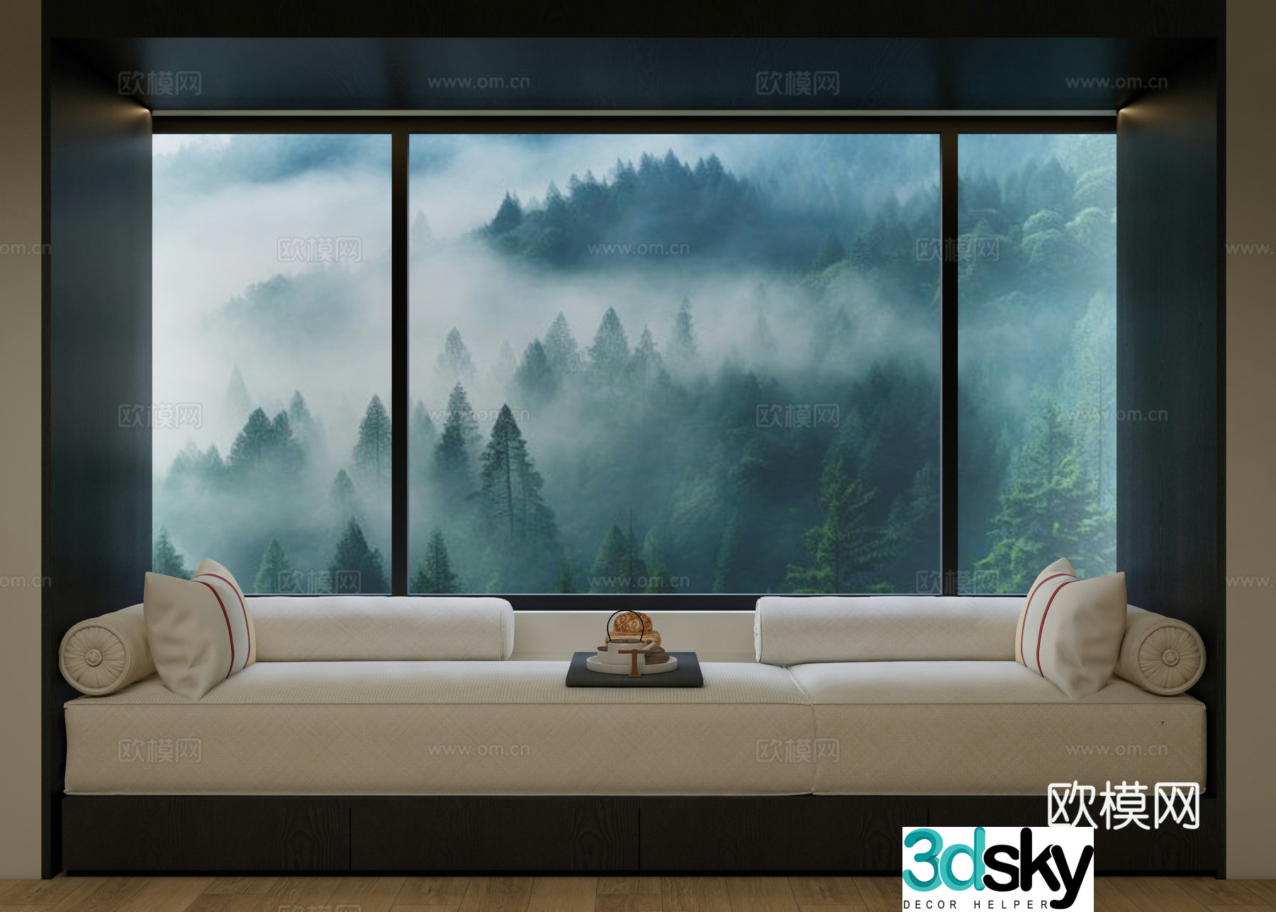 Modern booth sofa Balancing windowsill booth sofa Balancing window design 3D model