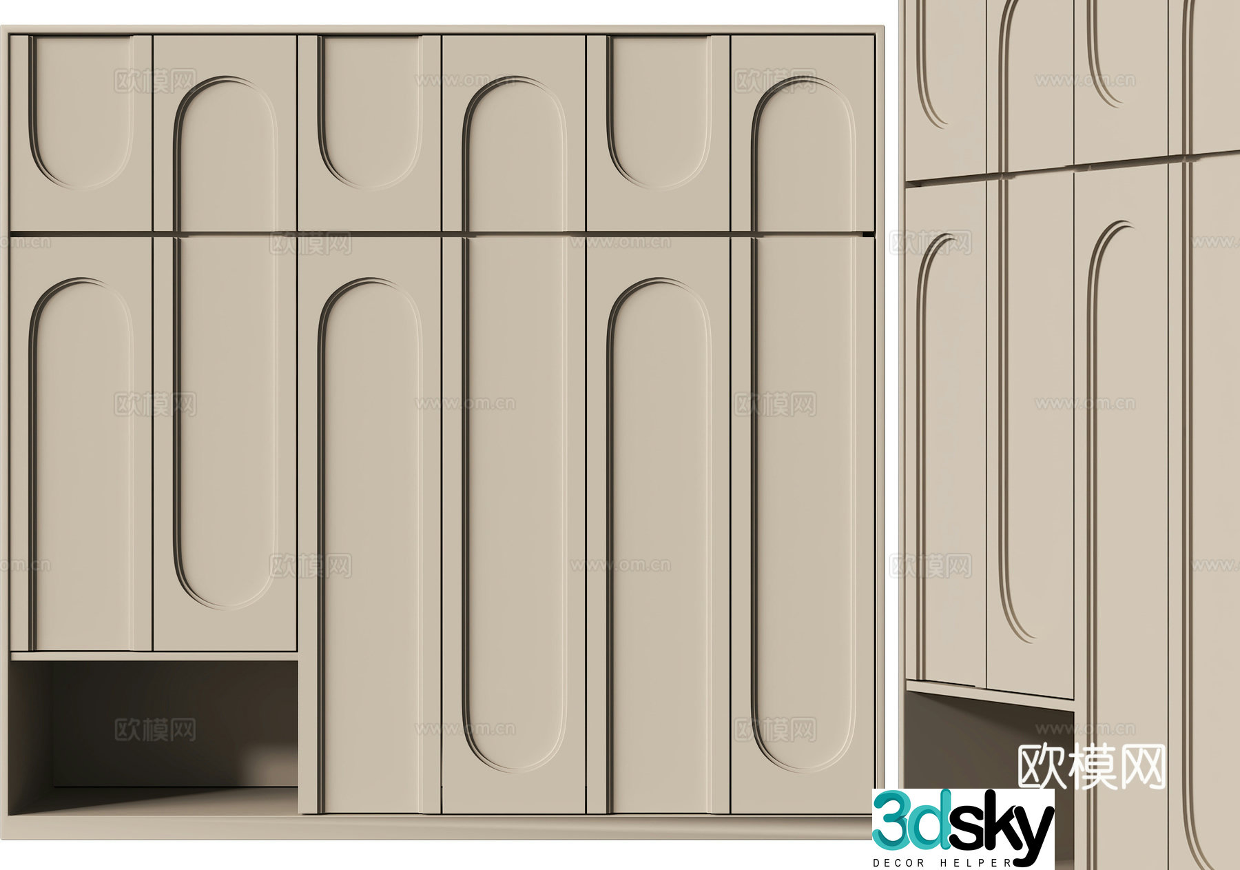 Modern Cream Trench Wardrobe 3d Model