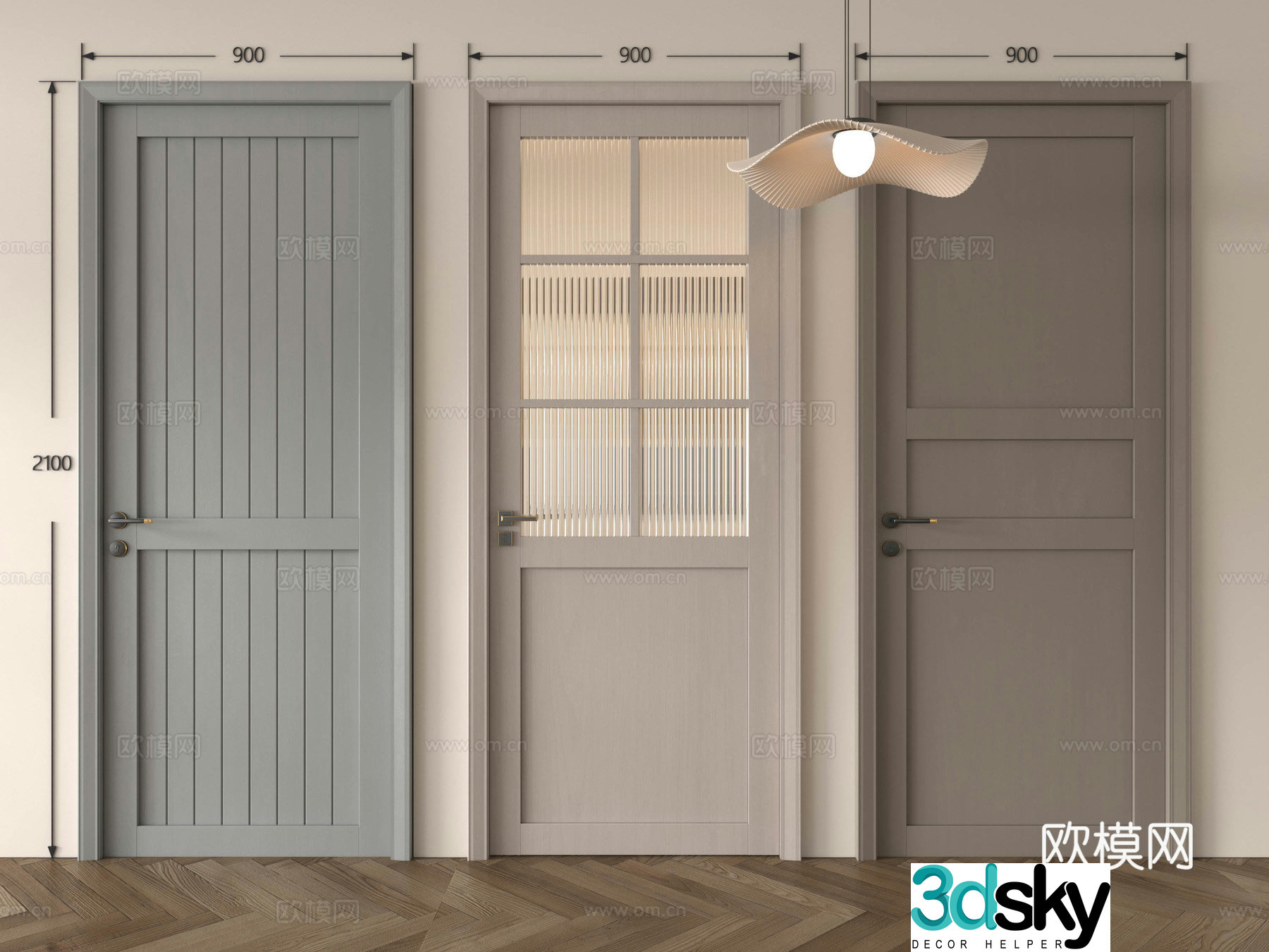 Nordic single-open door American single-open door French single-open door Wooden door Single-open door Bedroom door Kitchen 3D model