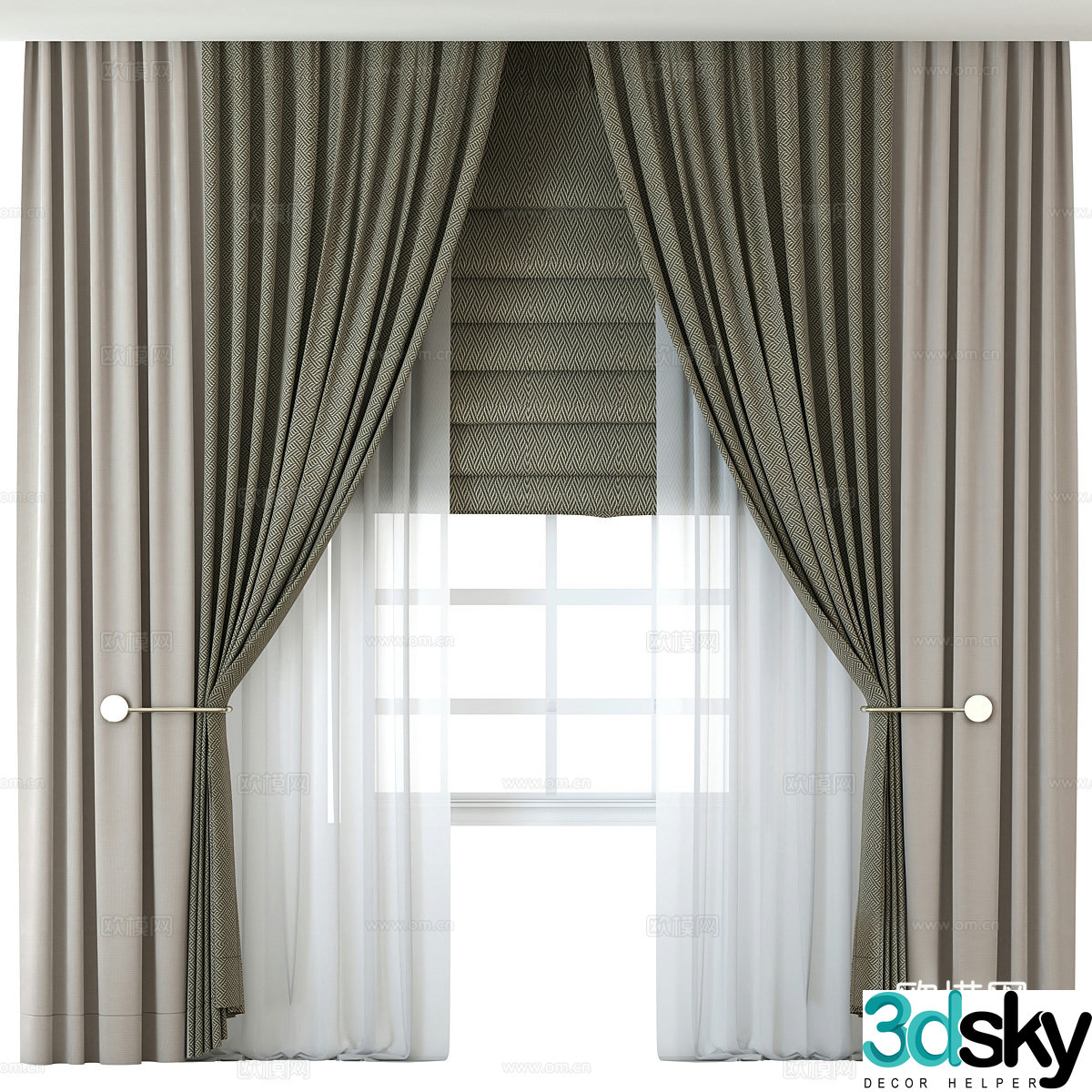 Hotel curtains fabric gauze curtains door curtains pull curtains shower curtains bedroom curtains 3D model